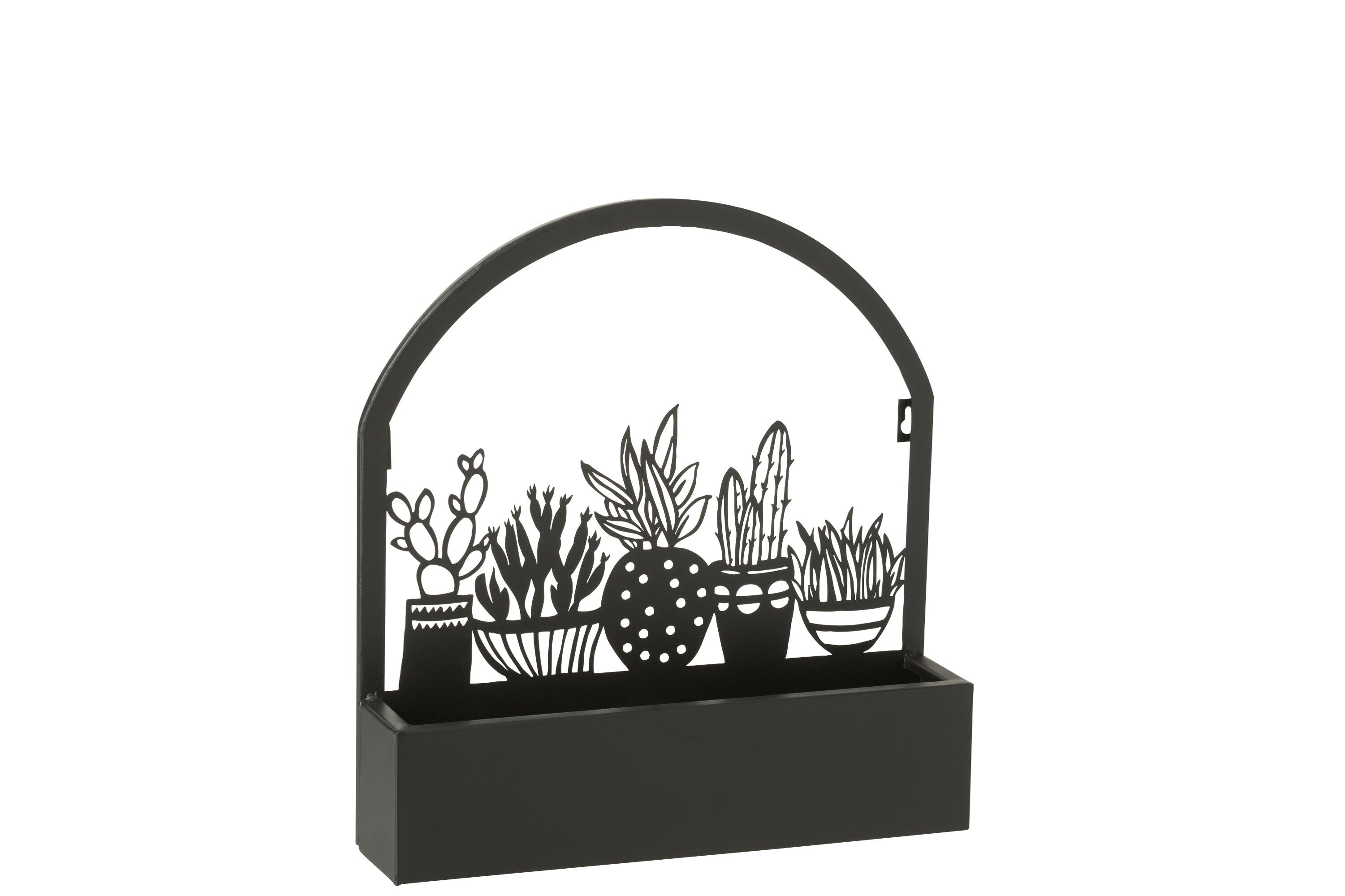 Wanddecoratie/Bloempot Cactus Metaal Zwart