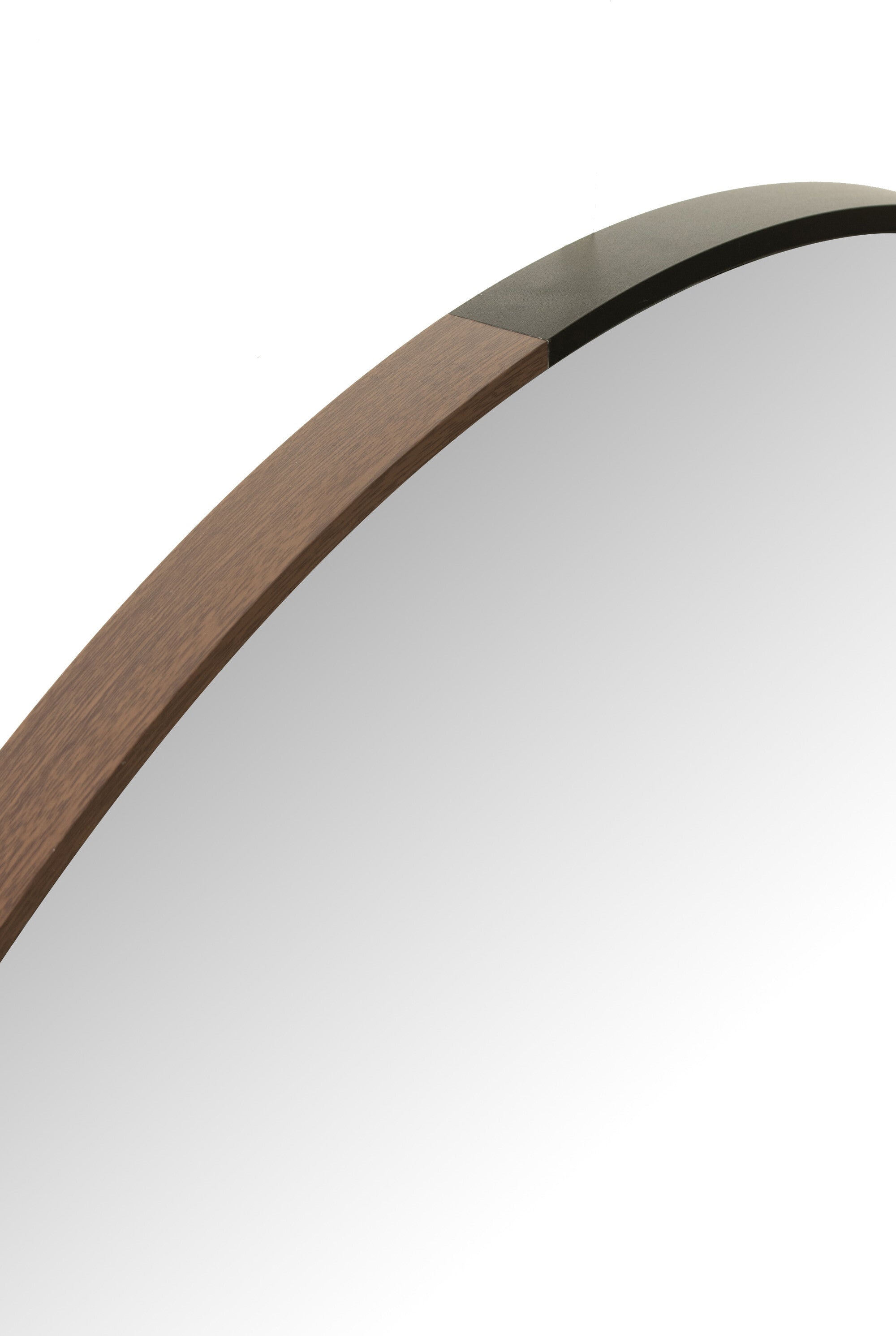 Spiegel Rond Metaal/Hout Zwart Groot