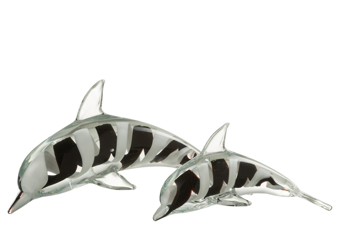 J-Line Presse Pap Dolfijn Glas Zwart/Wit Large