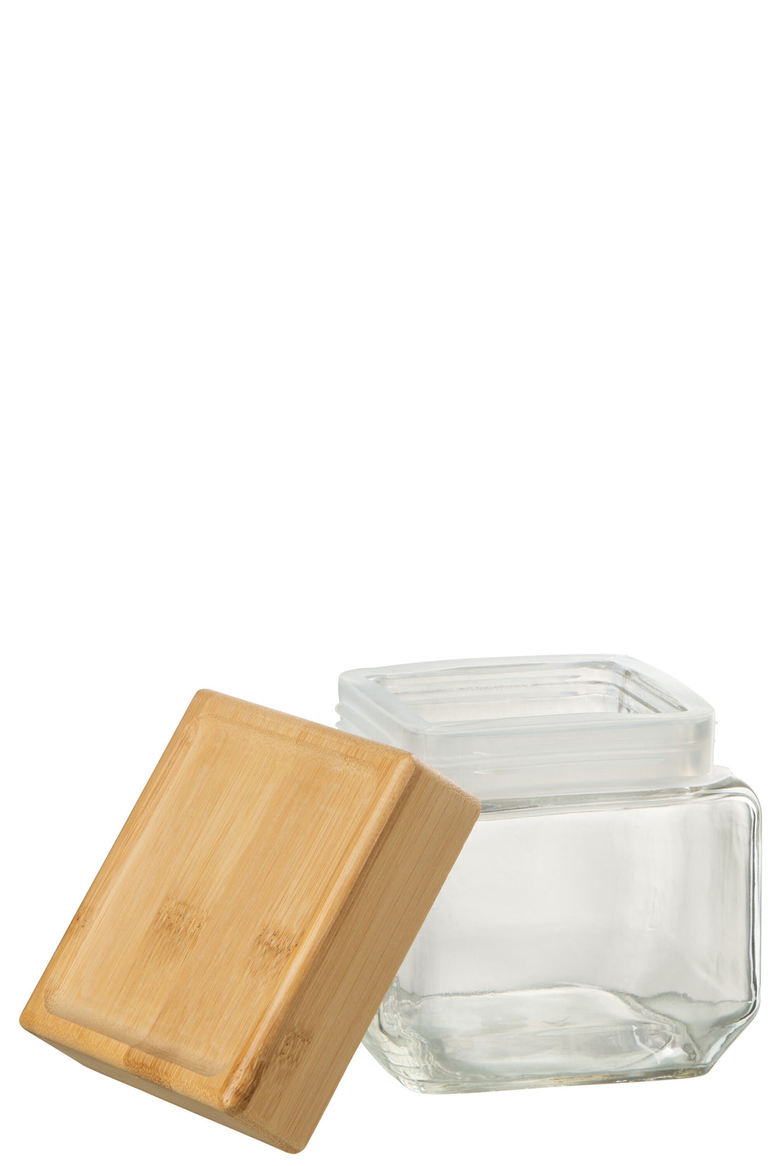 J-Line Pot In Glas Brad Glas/Bamboo Transparant/Naturel Small