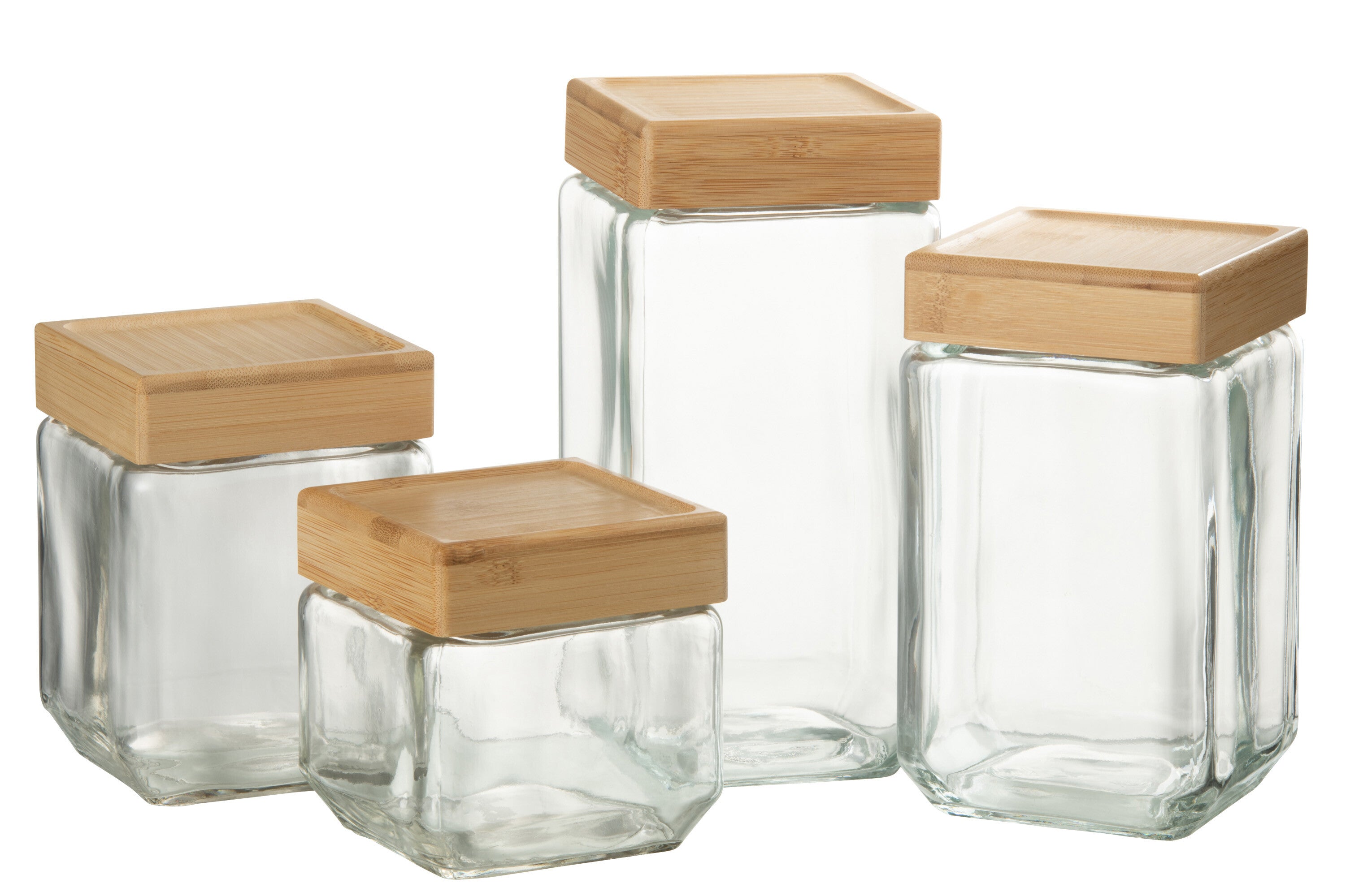 J-Line Pot In Glas Brad Glas/Bamboo Transparant/Naturel Extralarge