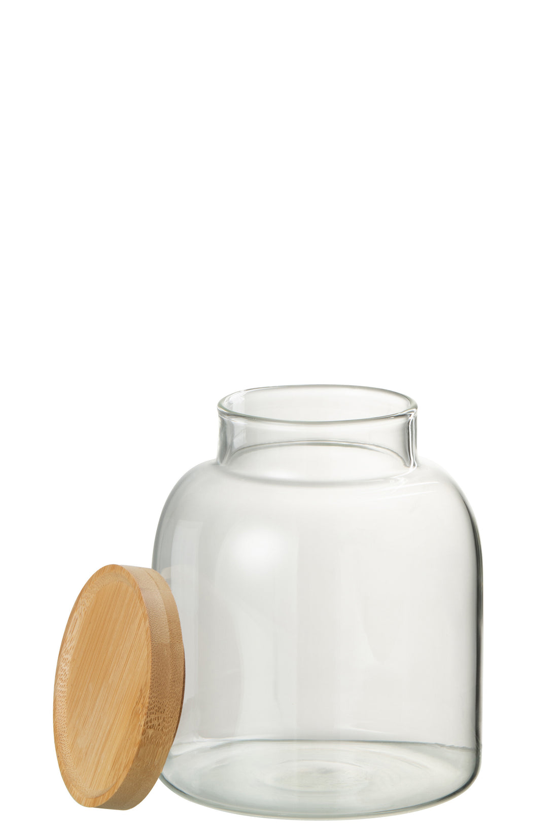 J-Line Pot In Glas Tom Glas/Bamboo Transparant/Naturel Small