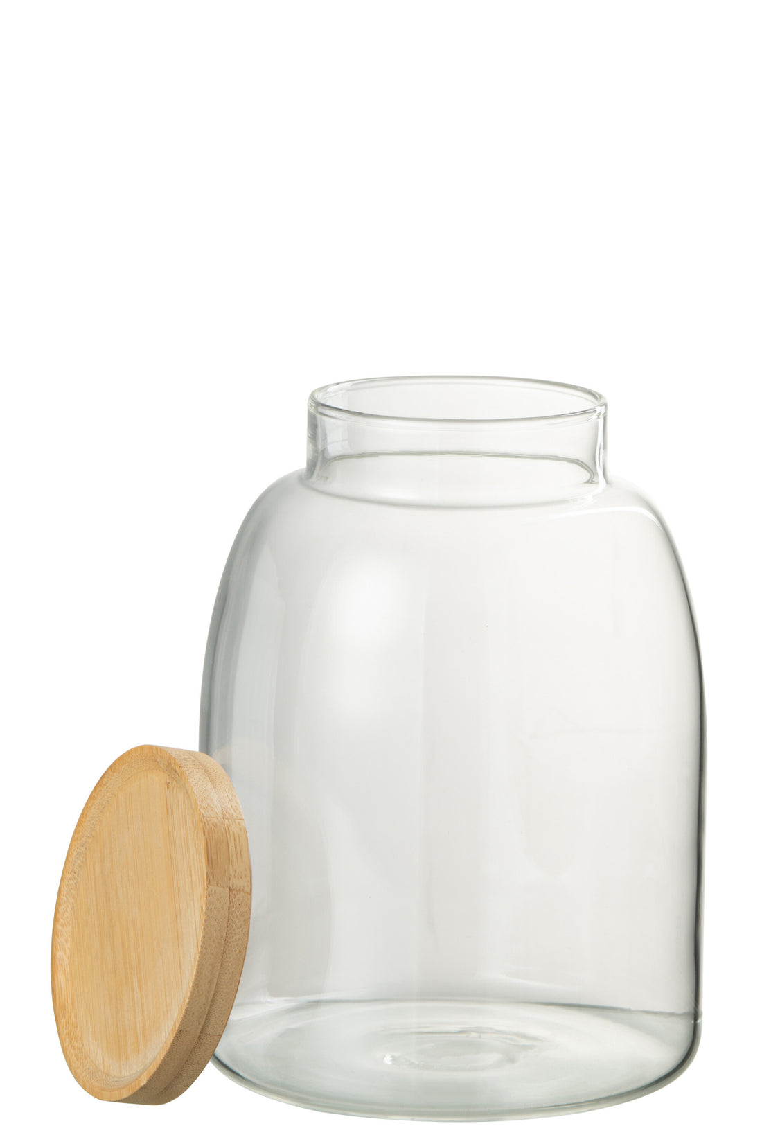 J-Line Pot In Glas Tom Glas/Bamboo Transparant/Naturel Medium