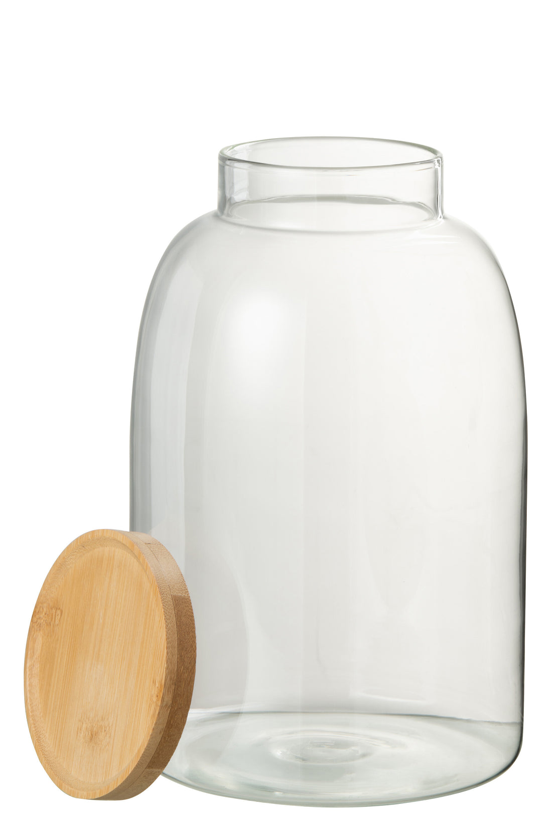 J-Line Pot In Glas Tom Glas/Bamboo Transparant/Naturel Large