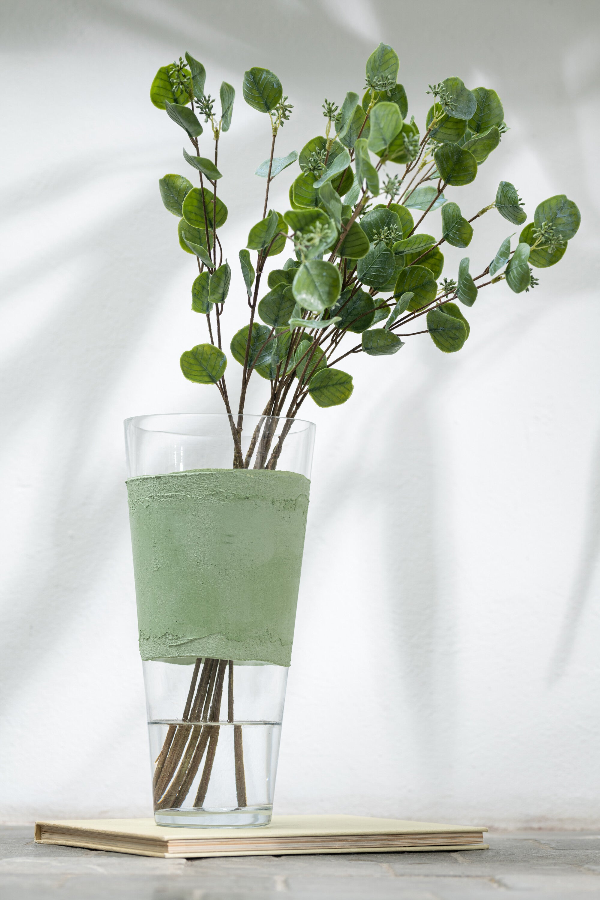 J-Line Vaas Delph Glas Transparant/Groen Small - 35.00 cm hoog