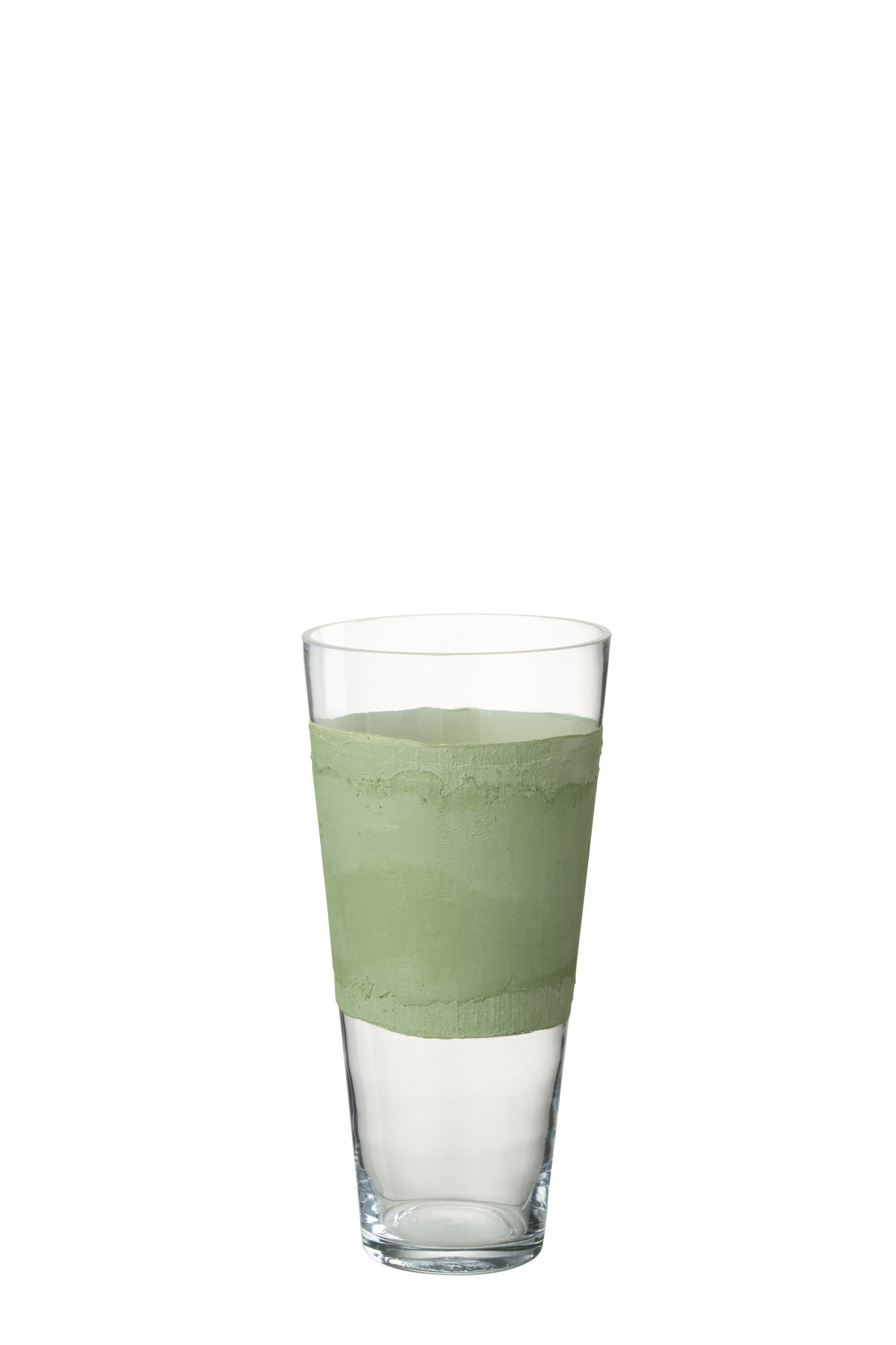 J-Line Vaas Delph Glas Transparant/Groen Small - 35.00 cm hoog