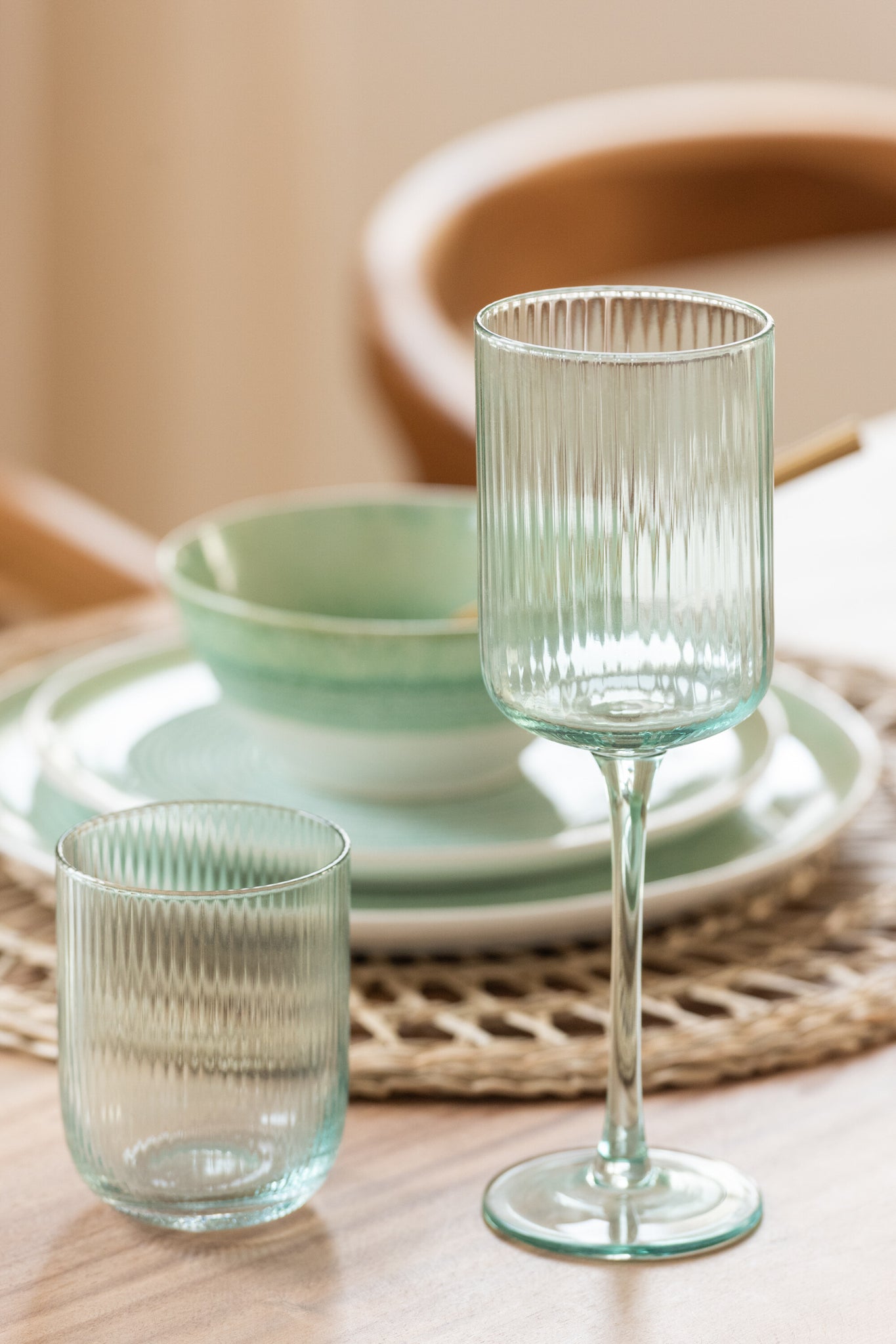 J-Line Ralp wijnglas - glas - groen - 6x