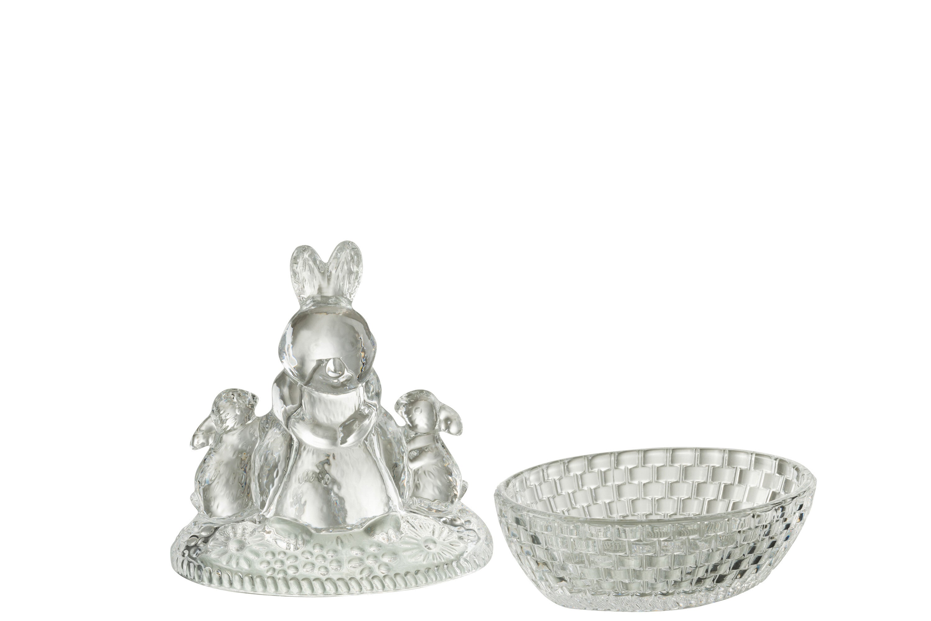 J-Line Pot Familie Konijnen Glas Transparant