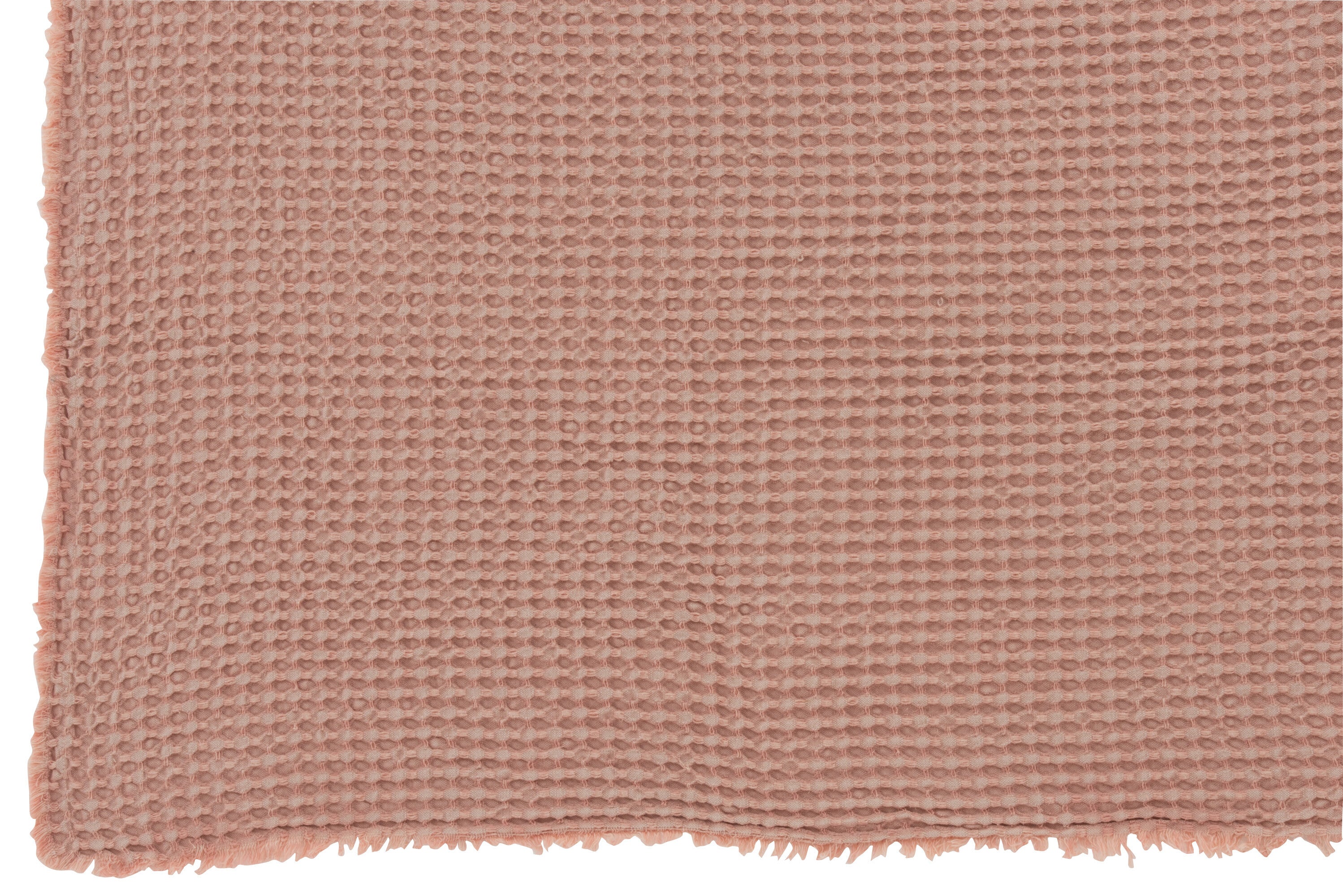 J-Line Plaid wafelpatroon - katoen - lichtroze - 180 x 140 cm