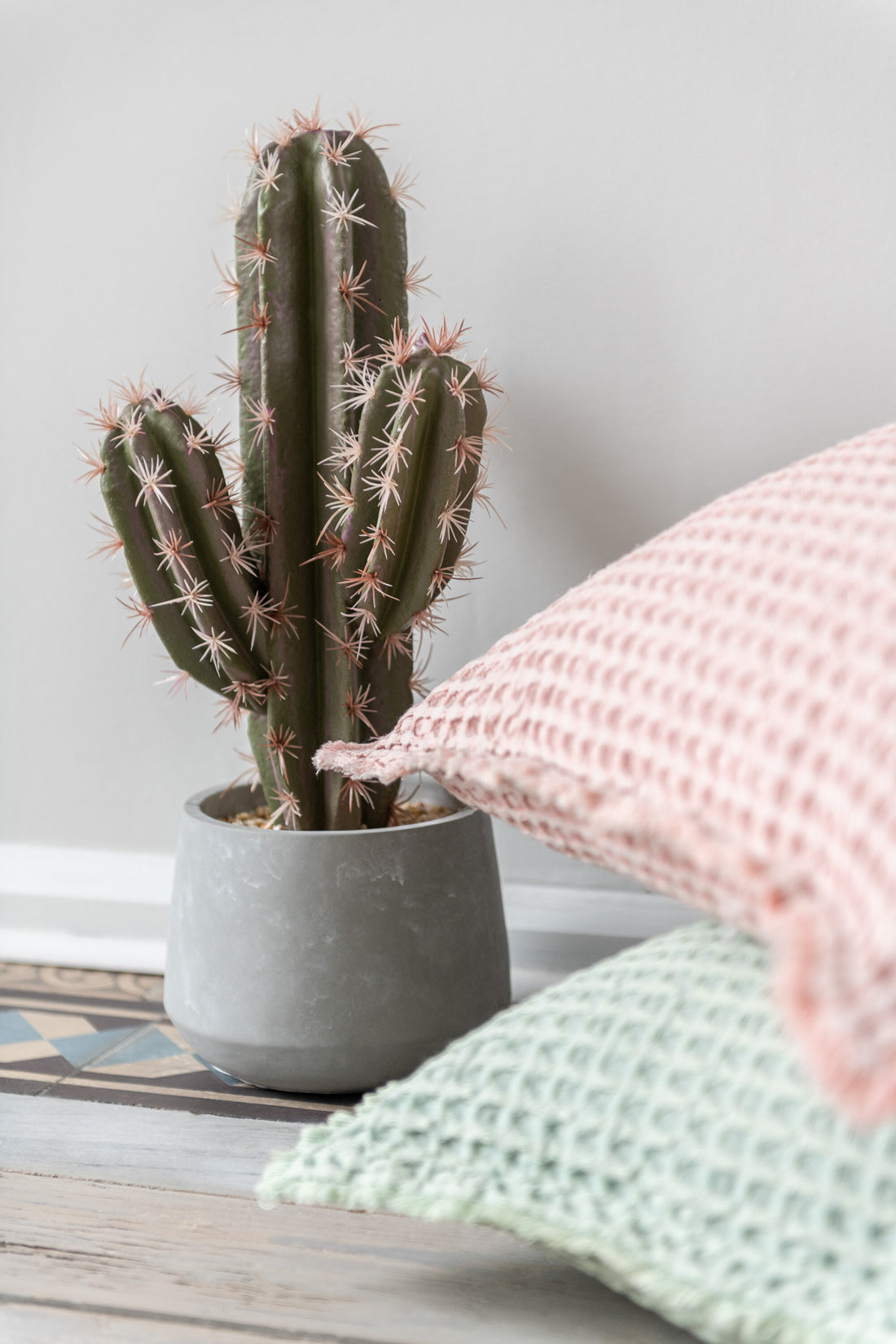 J-Line Plaid wafelpatroon - katoen - lichtroze - 180 x 140 cm