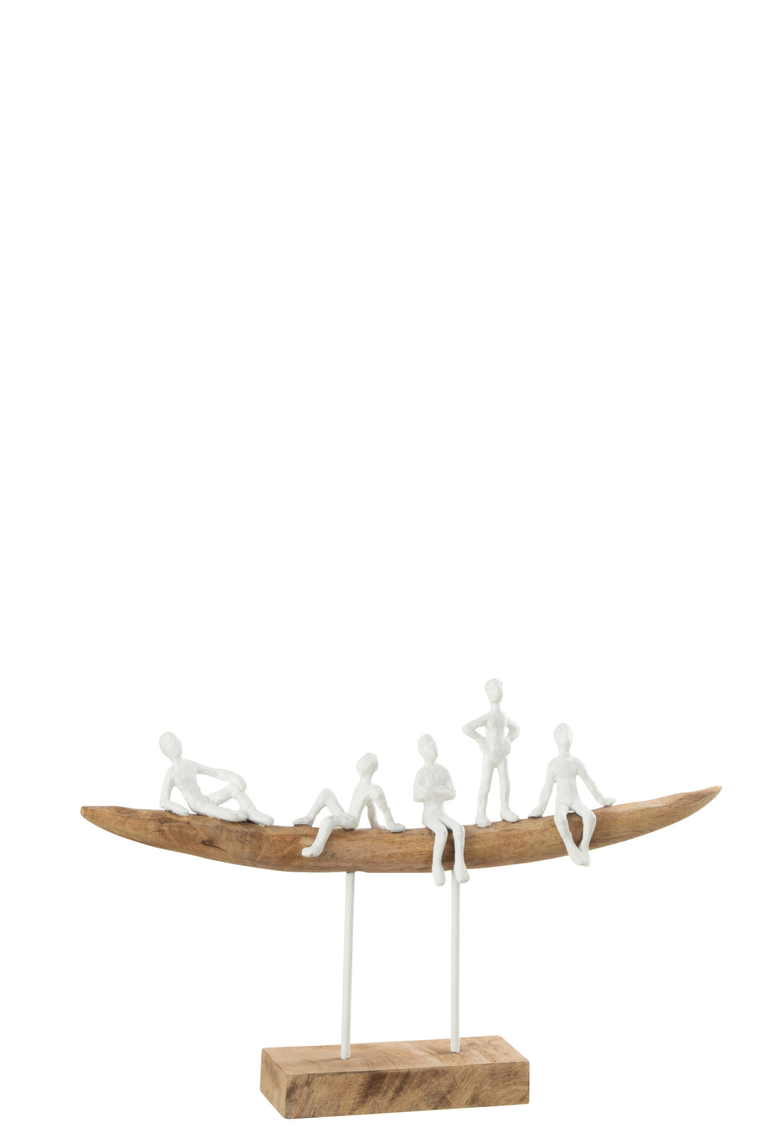 Mensen Op Bank Hout Metaal Wit Natuurlijk Klein