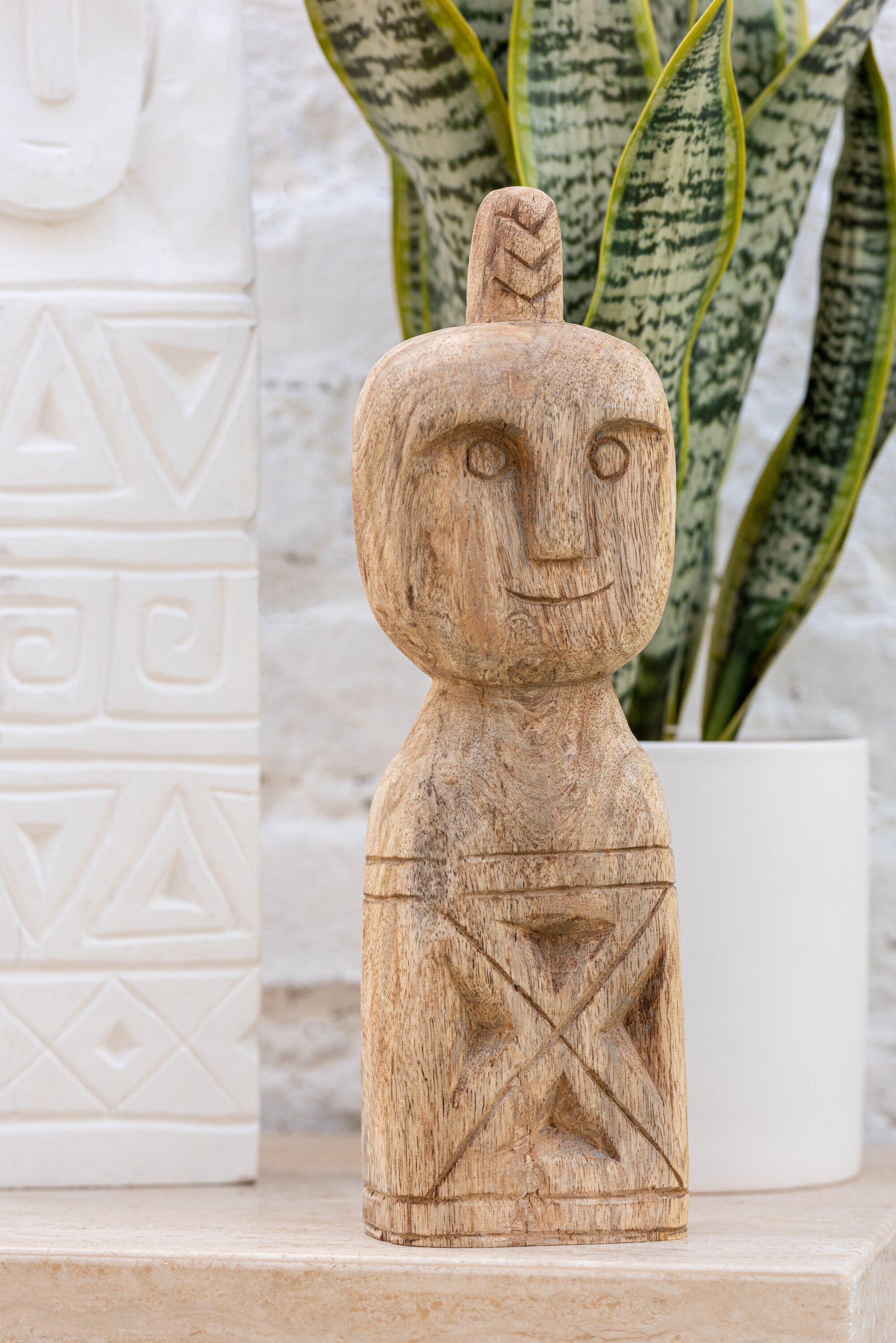 J-Line Set Van 2 Afrikaans Gerkefd Figuur Hout Naturel