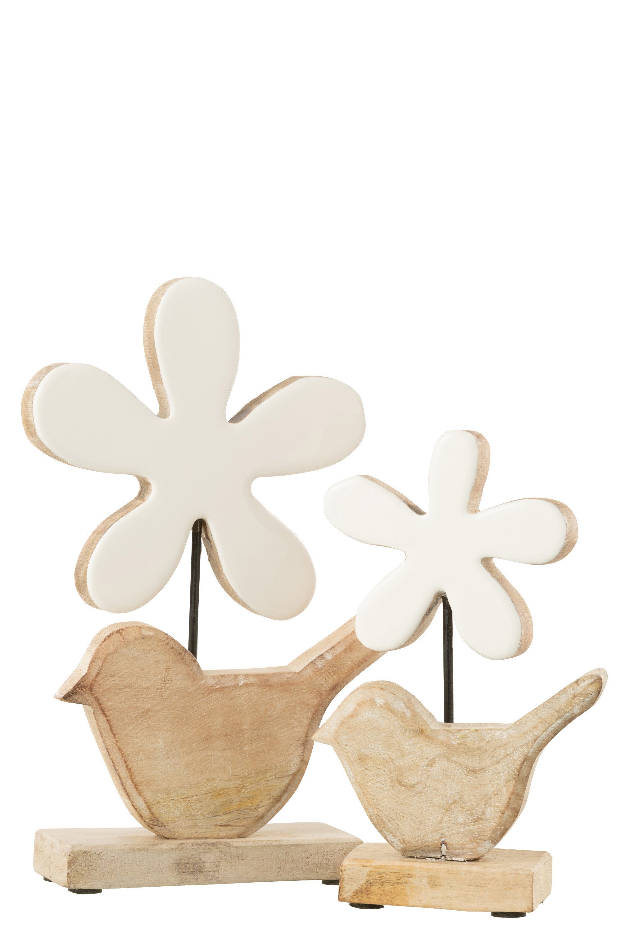 Vogel met bloem hout wit groot