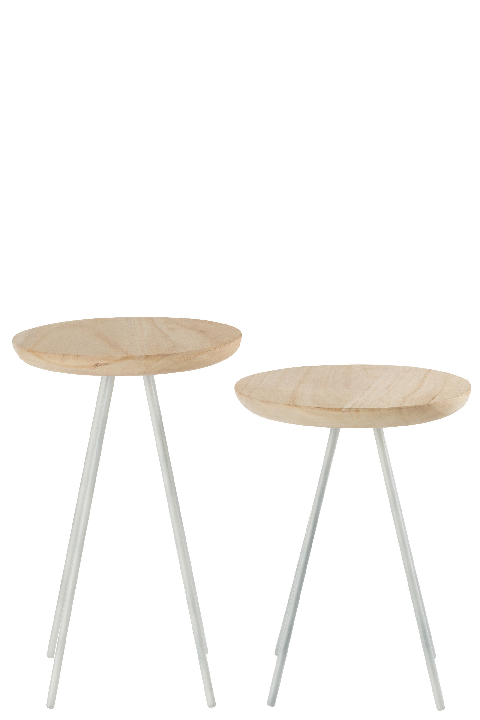 J-Line Set Van 2 Salontafel Marc Hout Metaal Naturel Wit