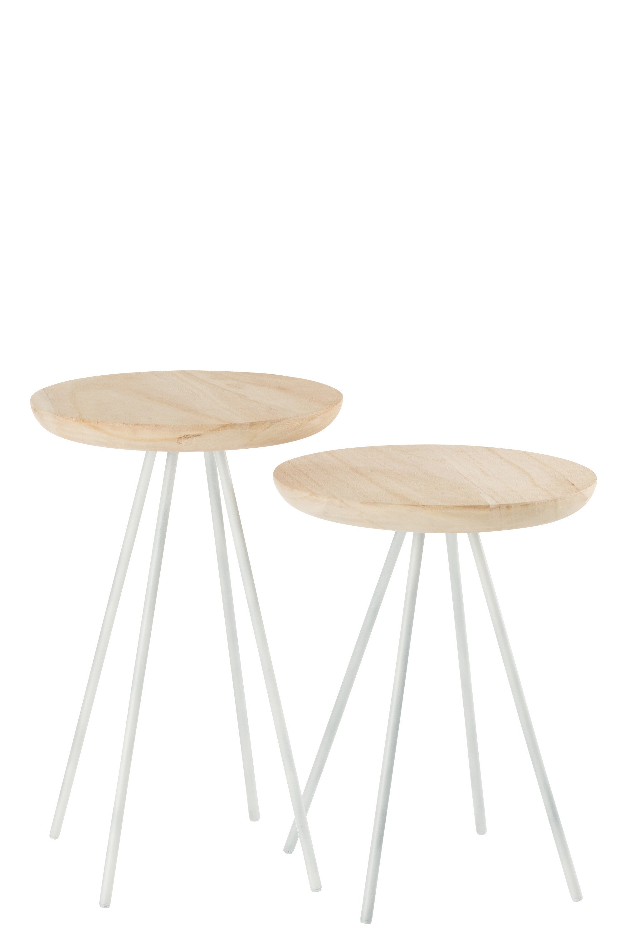 J-Line Set Van 2 Salontafel Marc Hout Metaal Naturel Wit