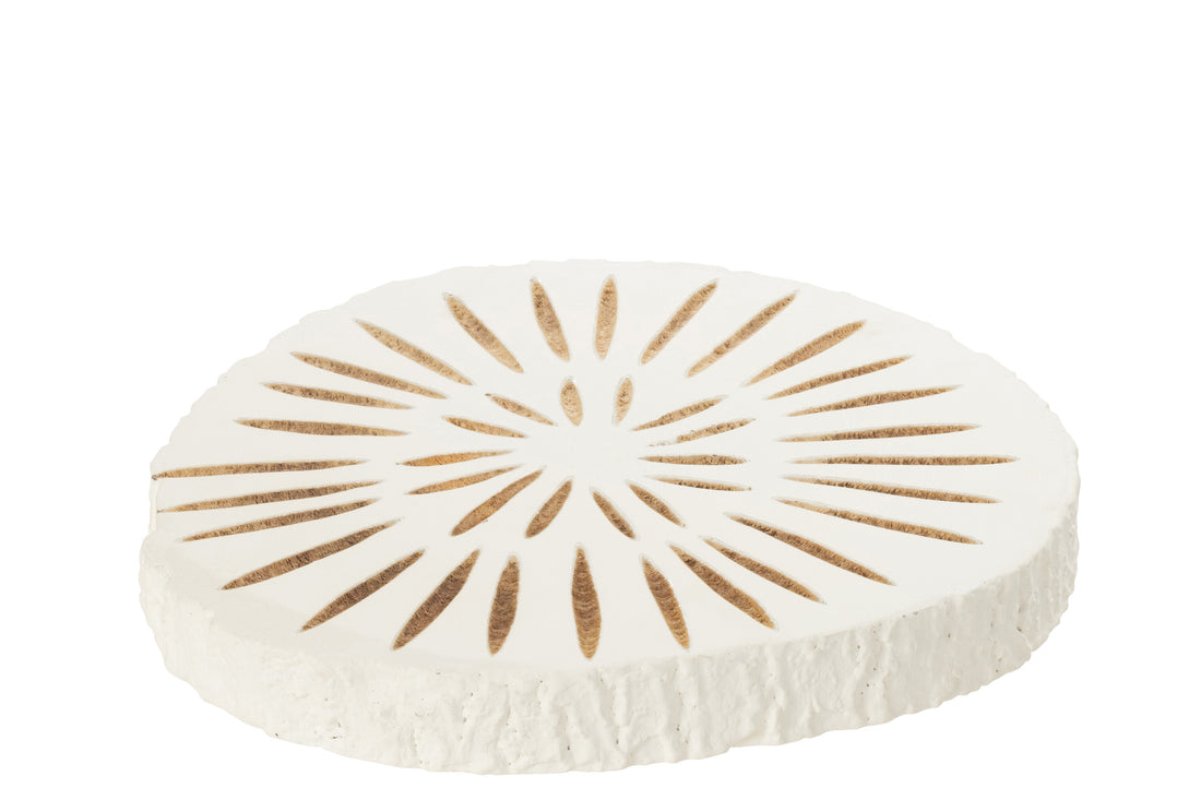 J-Line decoratie schijf Ying - hout - wit