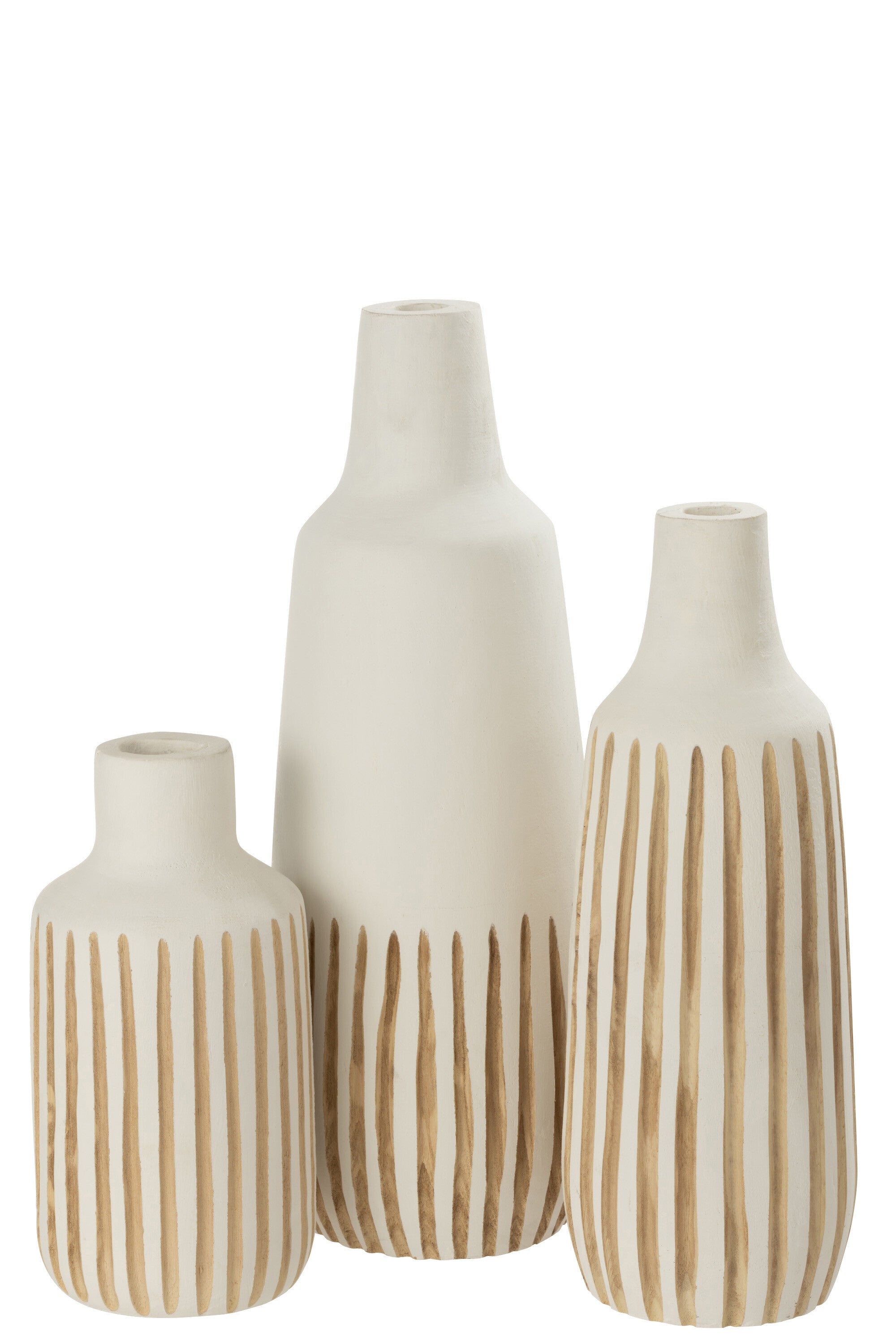 J-Line vaas Ying - hout - wit - large - 56.00 cm hoog