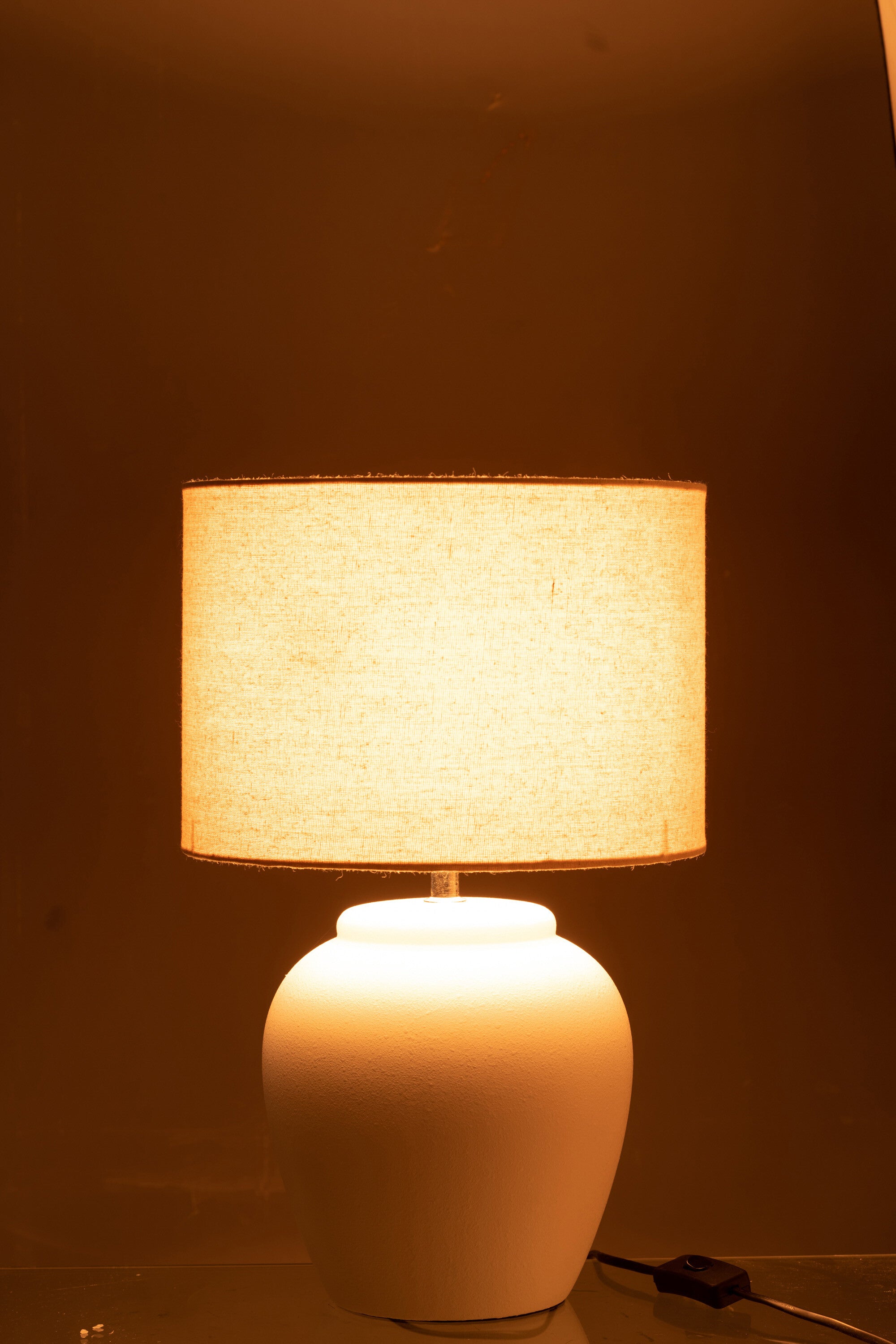 J-Line Lamp Meli + Kap Keramiek Linnen Wit Small