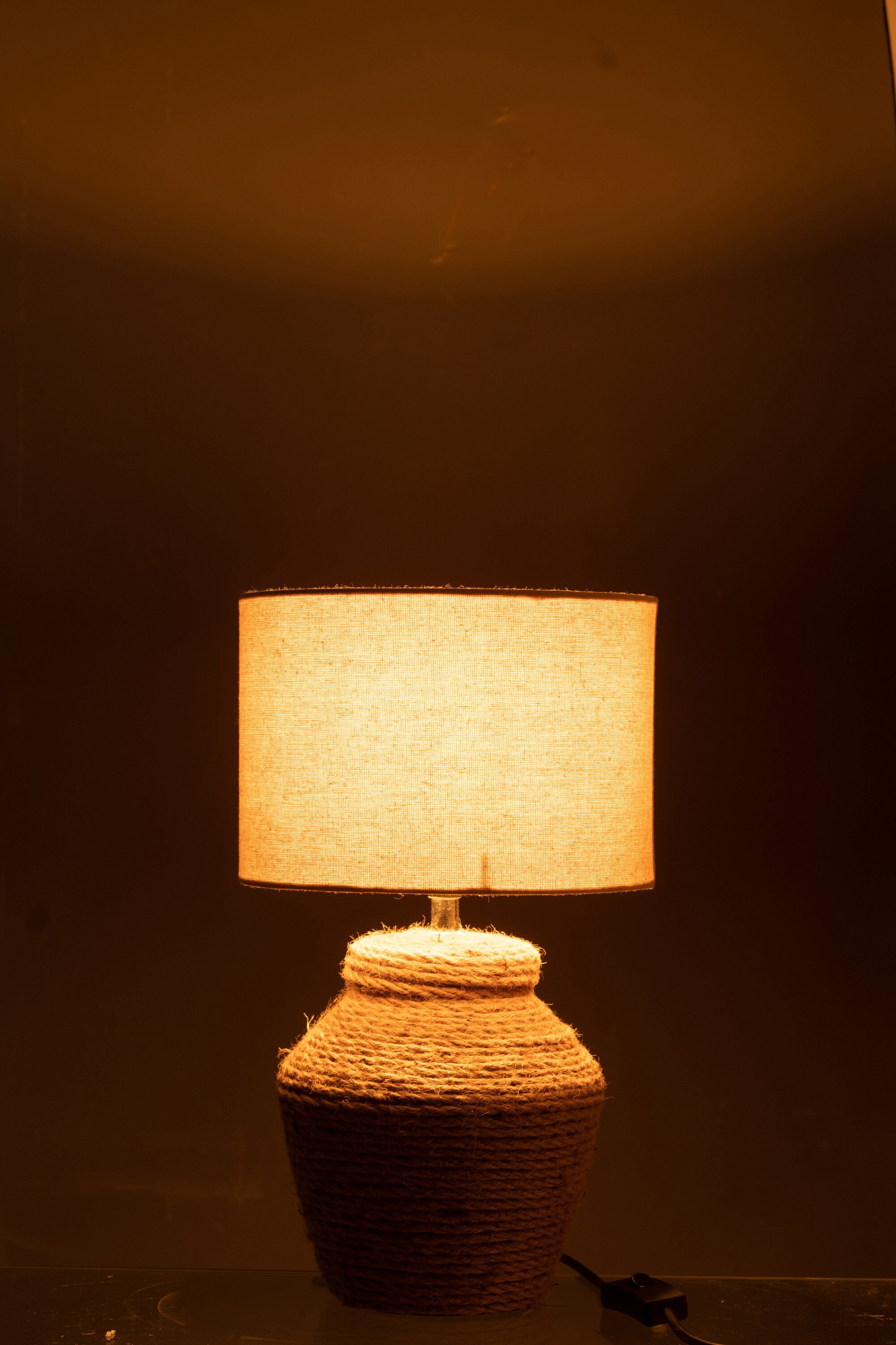 J-Line Lamp Meli + Kap Keramiek Linnen Bruin Small