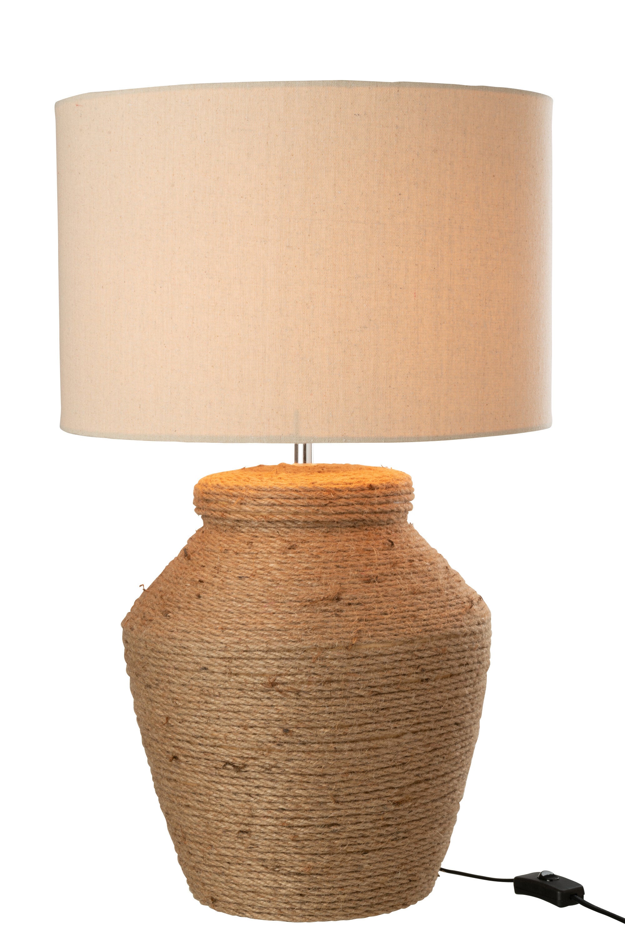 J-Line Lamp Meli + Kap Keramiek Linnen Bruin Large