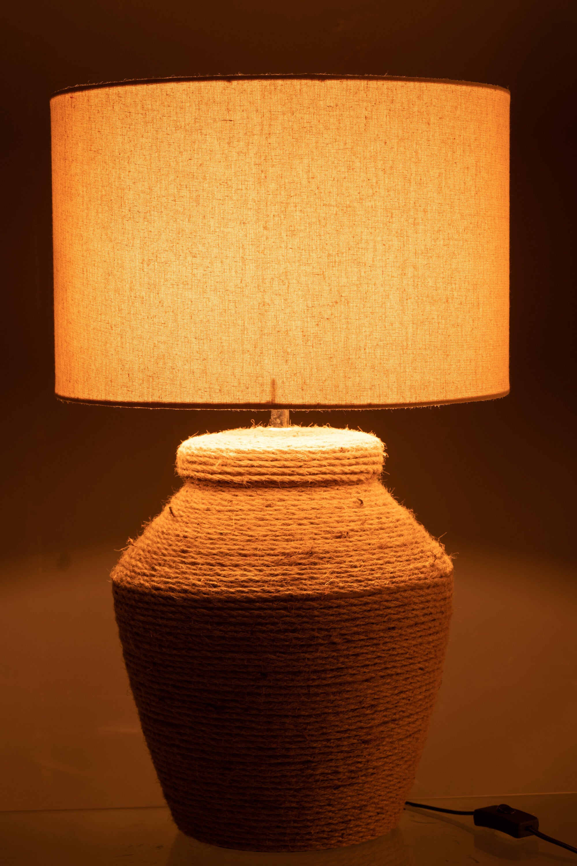 J-Line Lamp Meli + Kap Keramiek Linnen Bruin Large