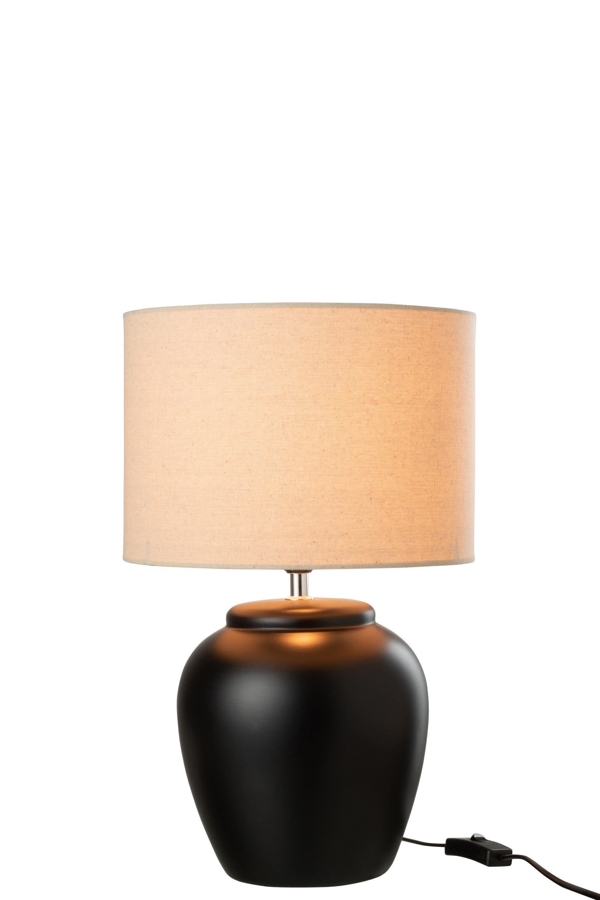 J-Line Lamp Meli + Kap Keramiek Linnen Zwart Small