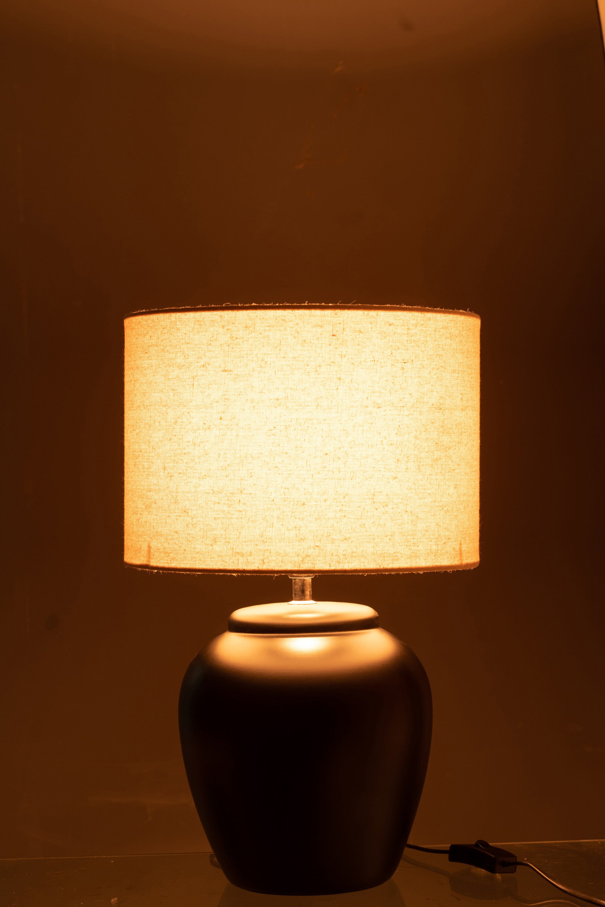 J-Line Lamp Meli + Kap Keramiek Linnen Zwart Small