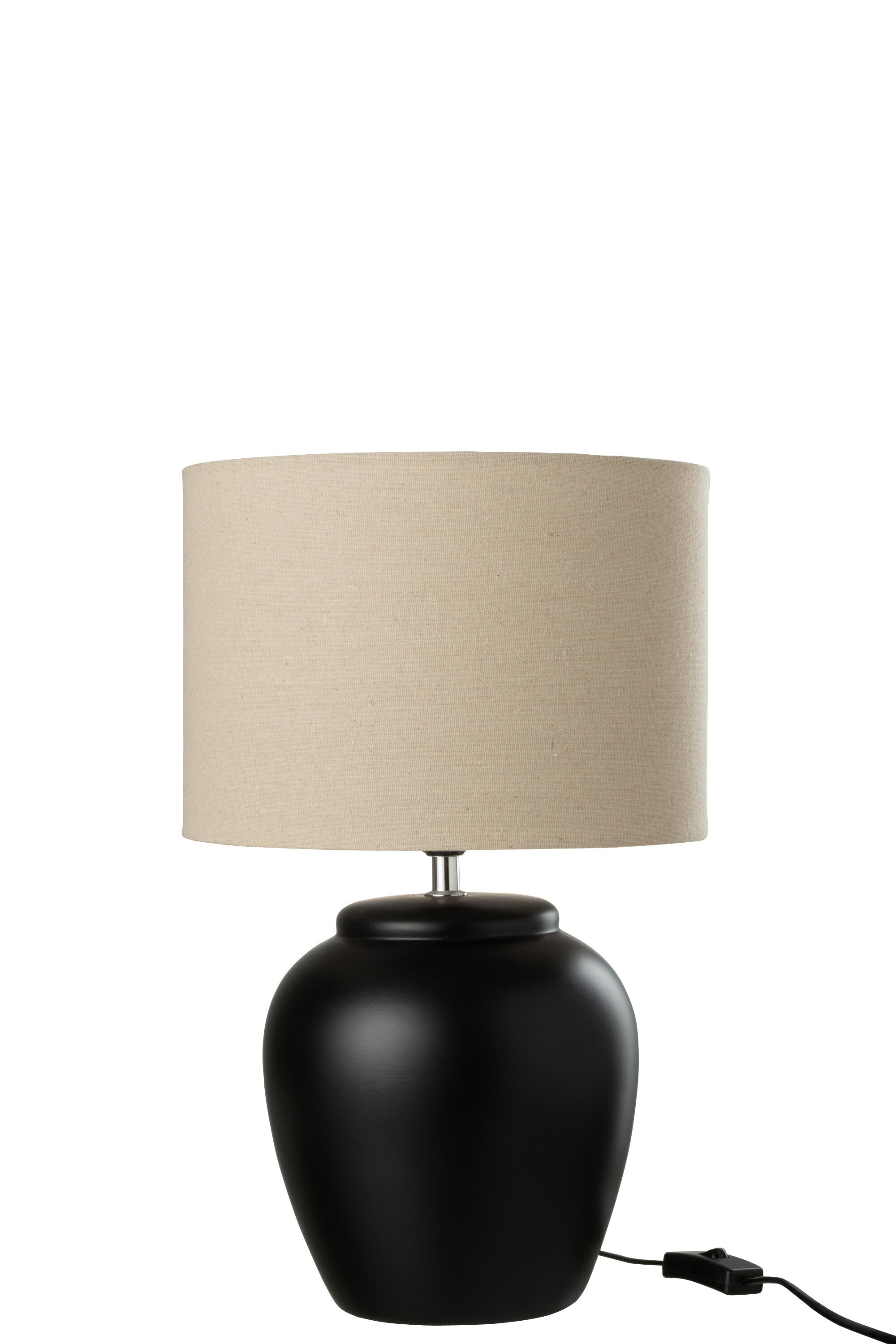 J-Line Lamp Meli + Kap Keramiek Linnen Zwart Small