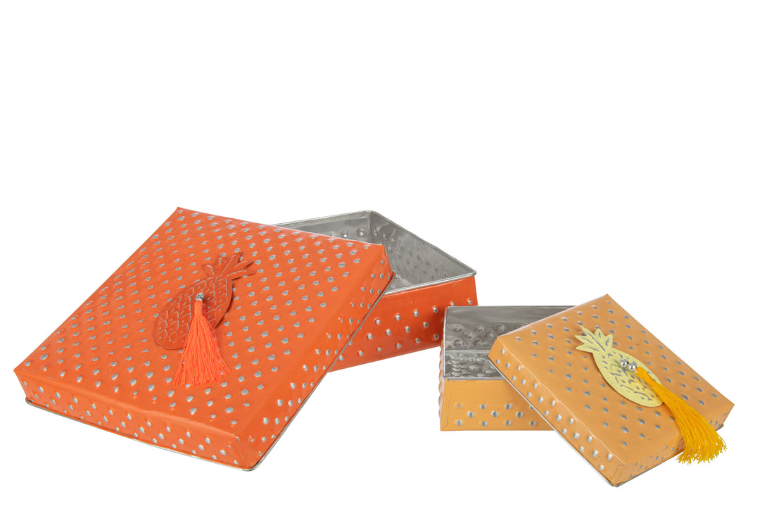 J-Line Set Van 2 Geneste Dozen Kurt Metaal Oranje