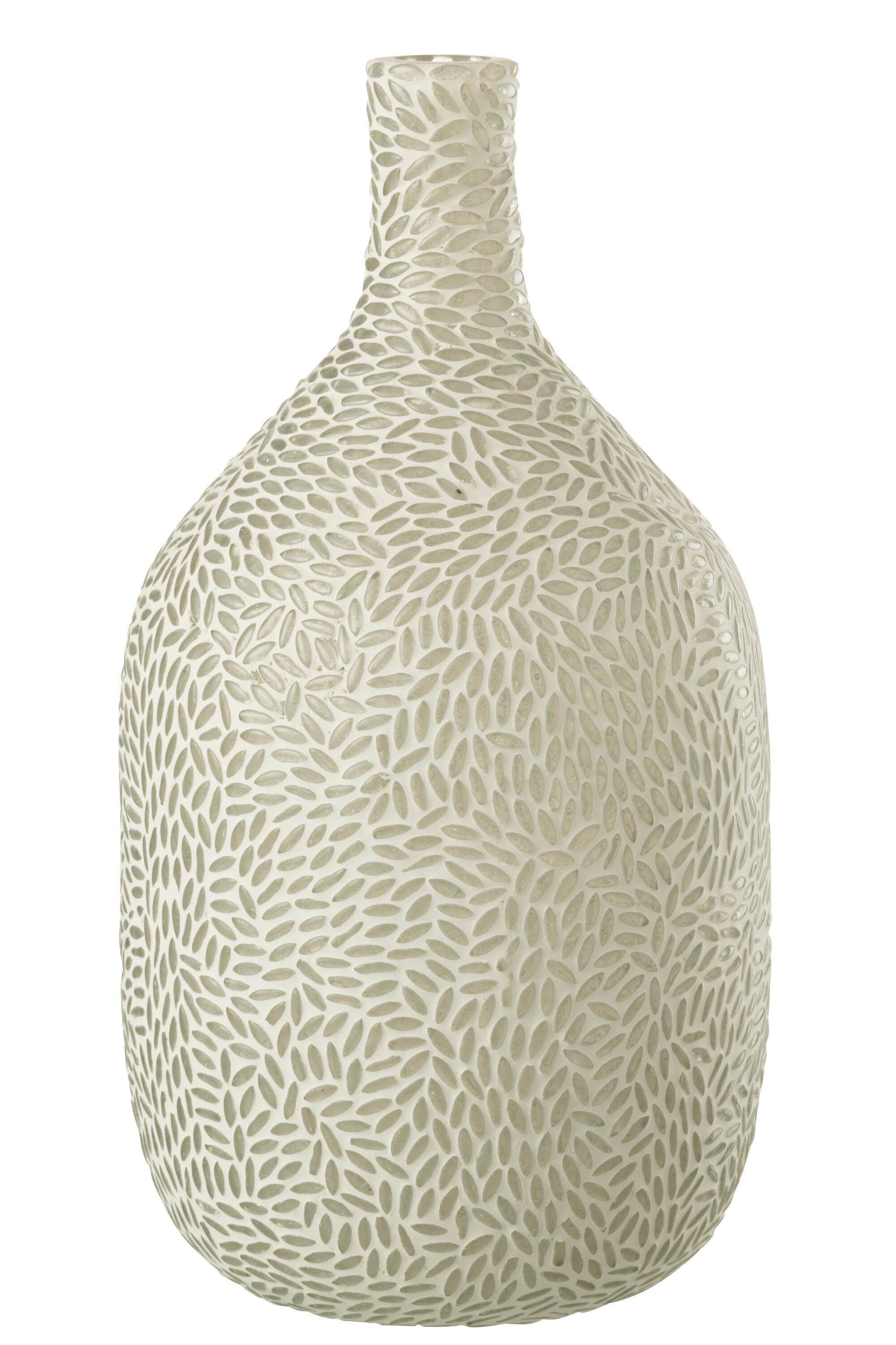 J-Line Vaas Mozaiek Glas Grijs/Wit Large - 36.00 cm hoog