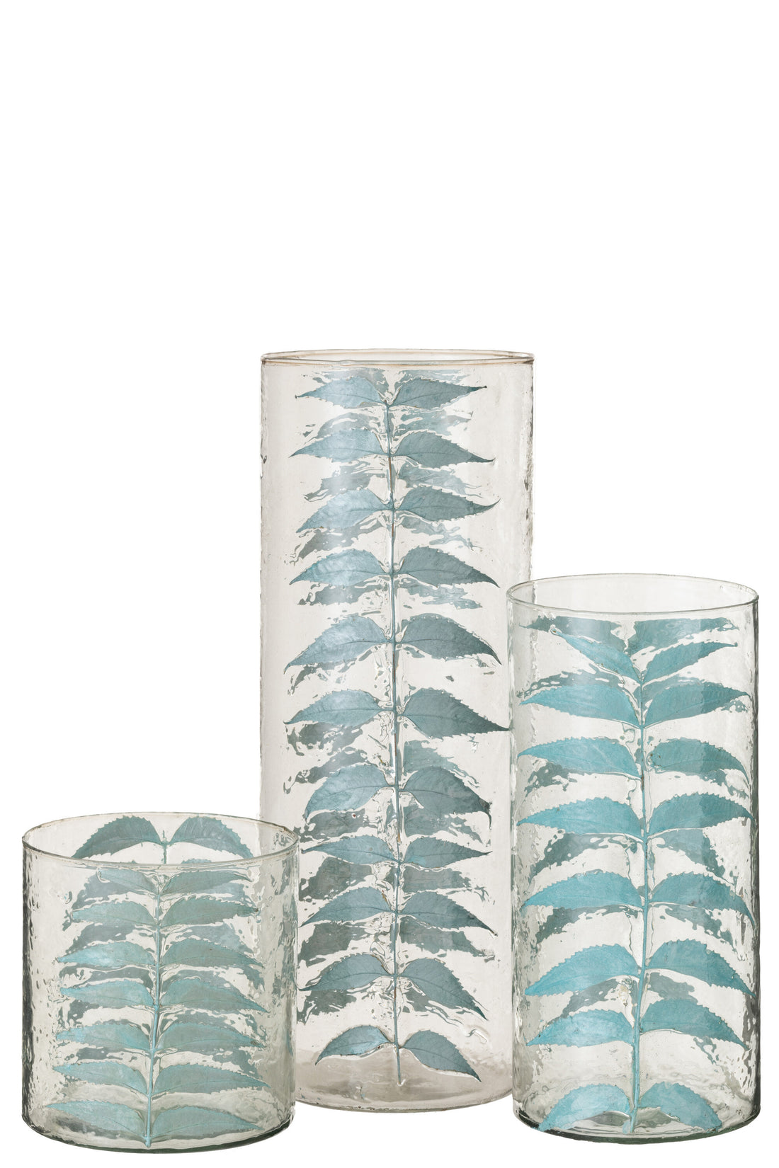 J-Line Vaas Blauw Blad Glas Large - 42.50 cm hoog