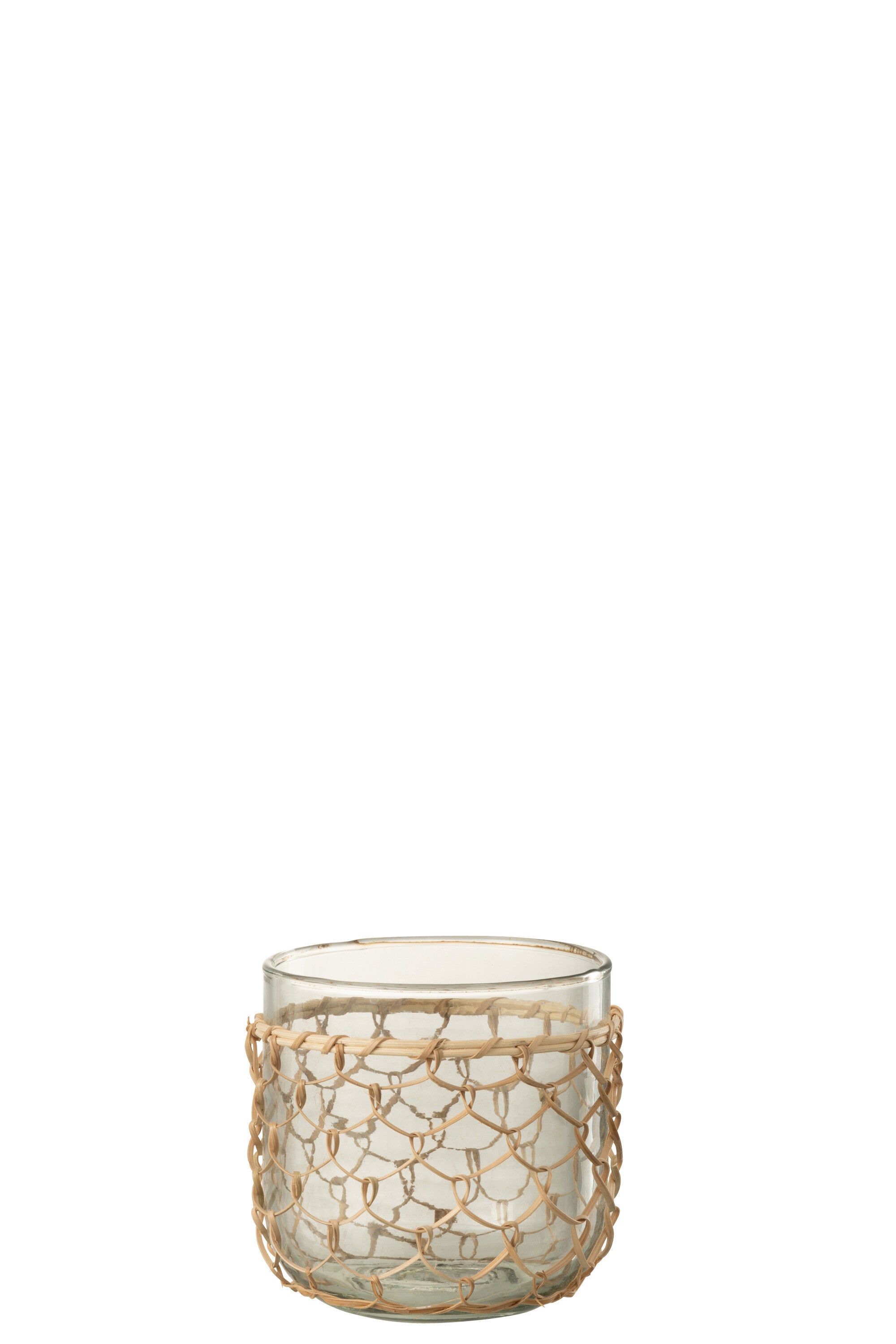 J-Line lantaarn Breiwerk - glas/riet - transparant - medium