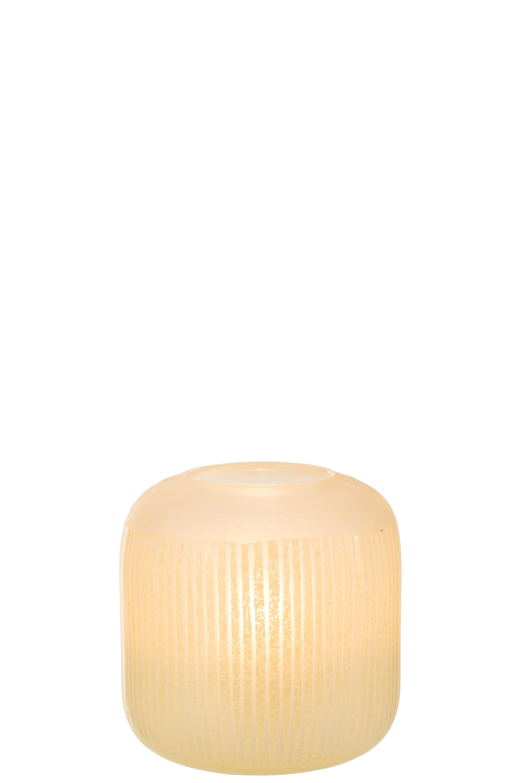 J-Line Vaas Strepen Glas Licht Geel Small - 16.00 cm hoog