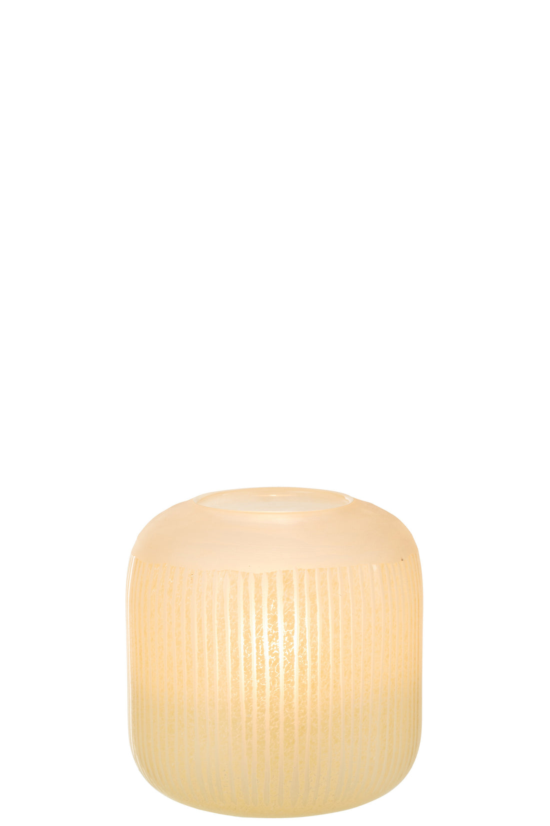 J-Line Vaas Strepen Glas Licht Geel Small - 16.00 cm hoog