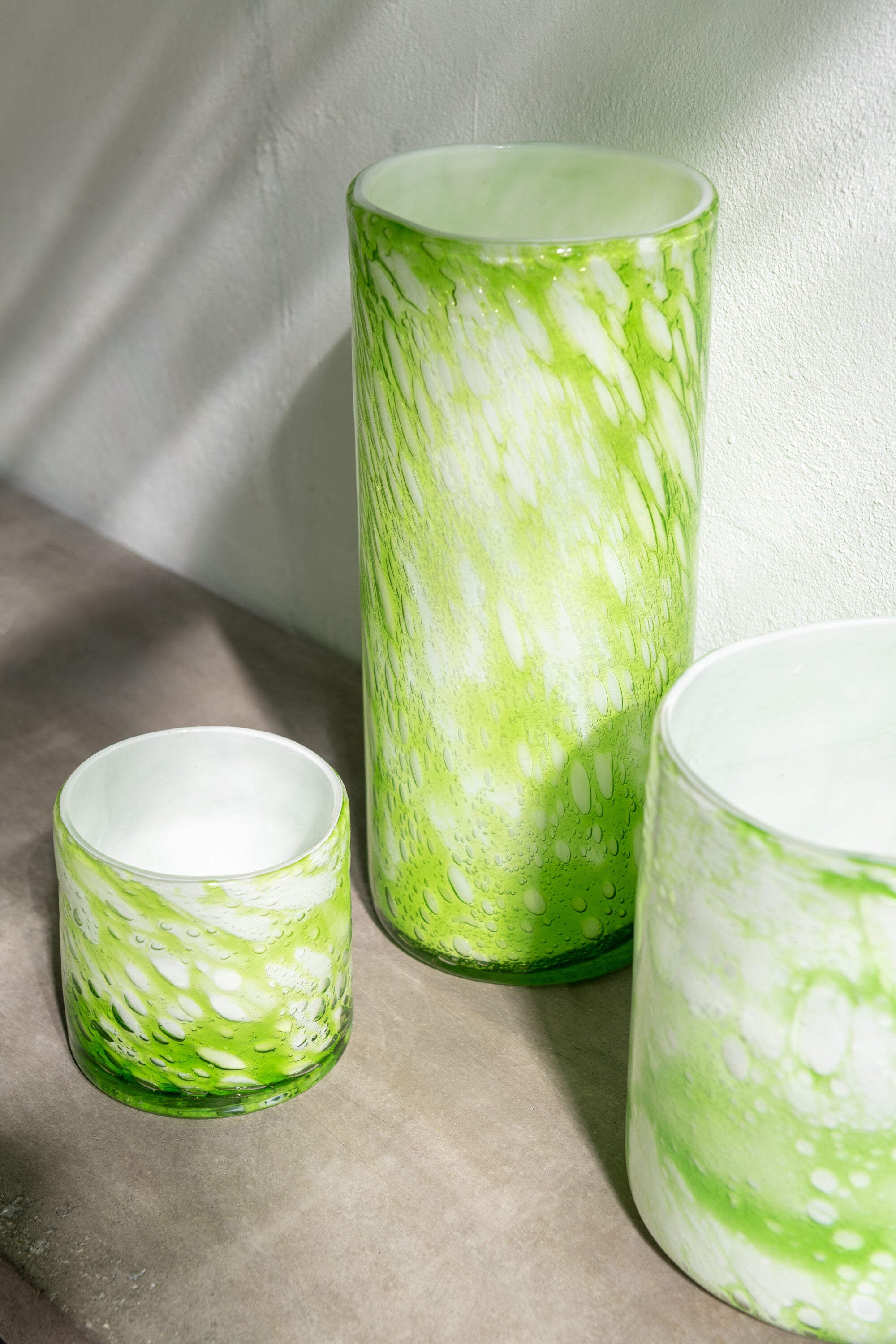 J-Line vaas Marmer - glas - groen/wit - large