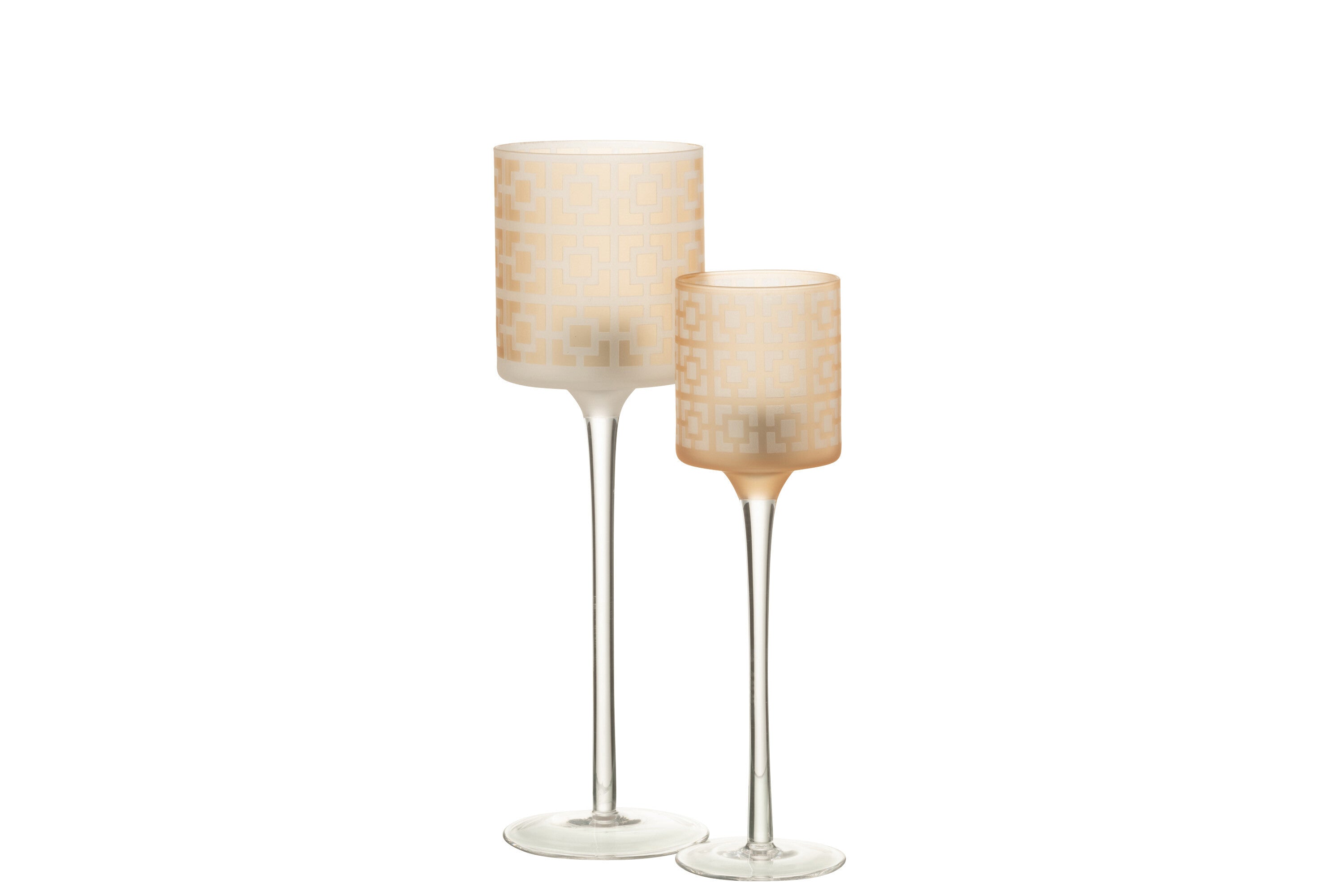 J-Line Theelichthouder On Voet Glas Beige Large