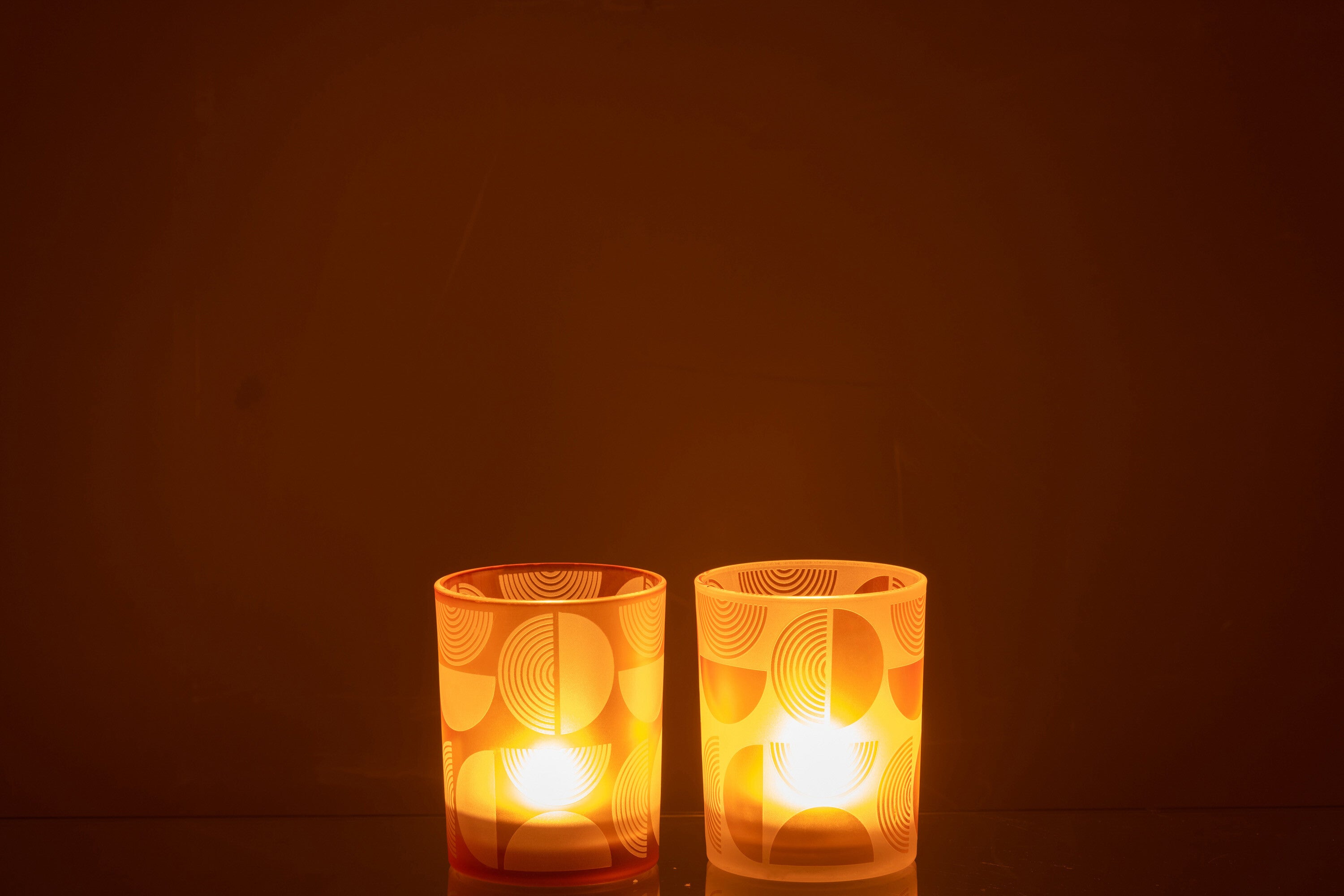 Orkaan Halfronde Glazen Oranje Medium Assortiment Van 2