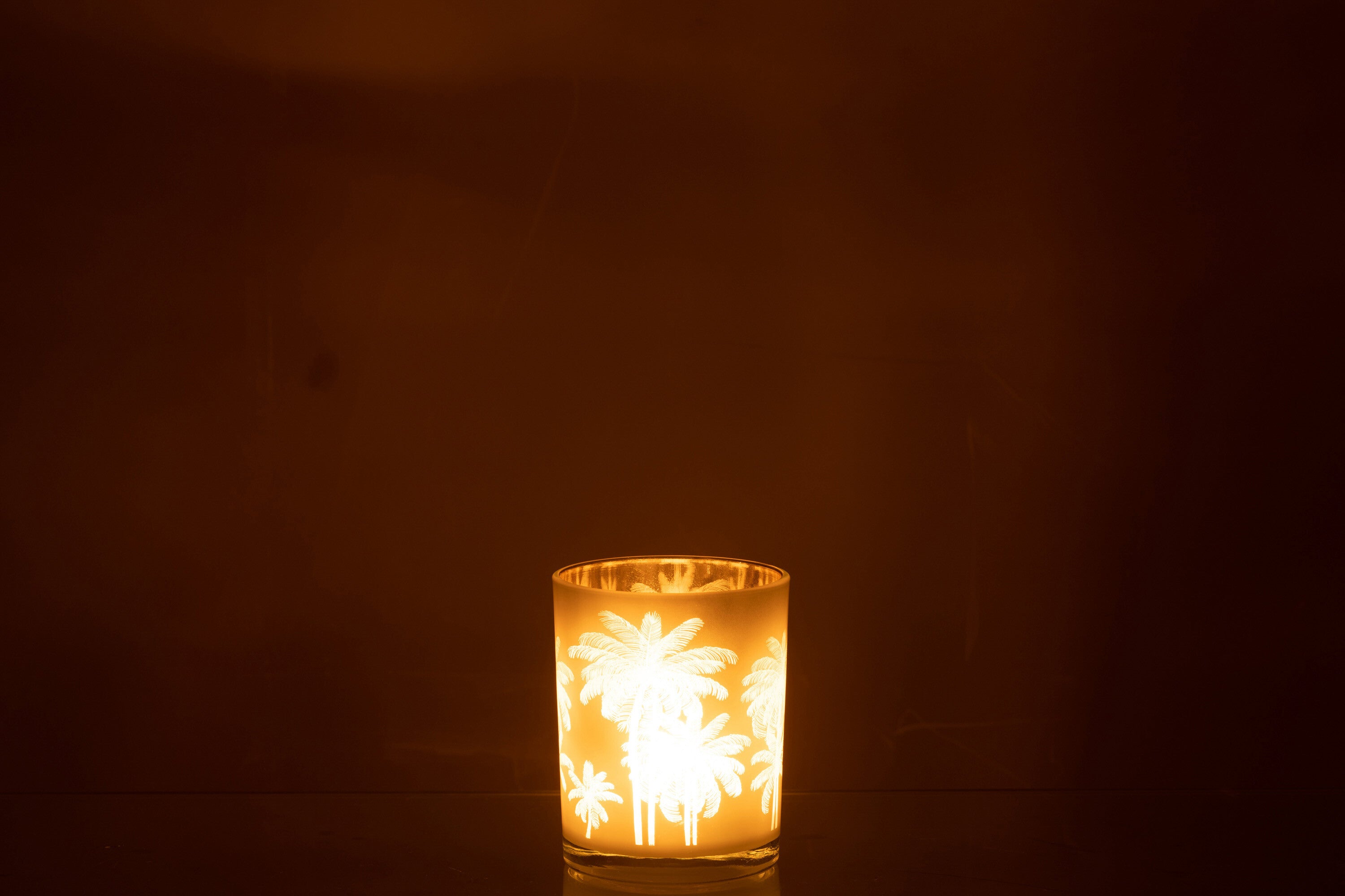 Orkaan Palm Bomen Glas Blauw/Goud Medium