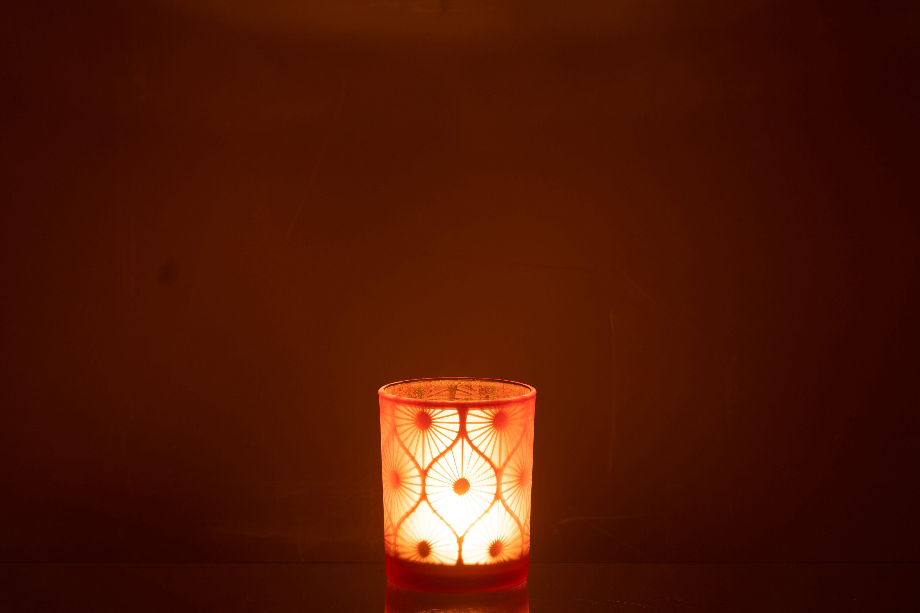 Orkaan Rhomb Bloemen Glas Oranje Medium