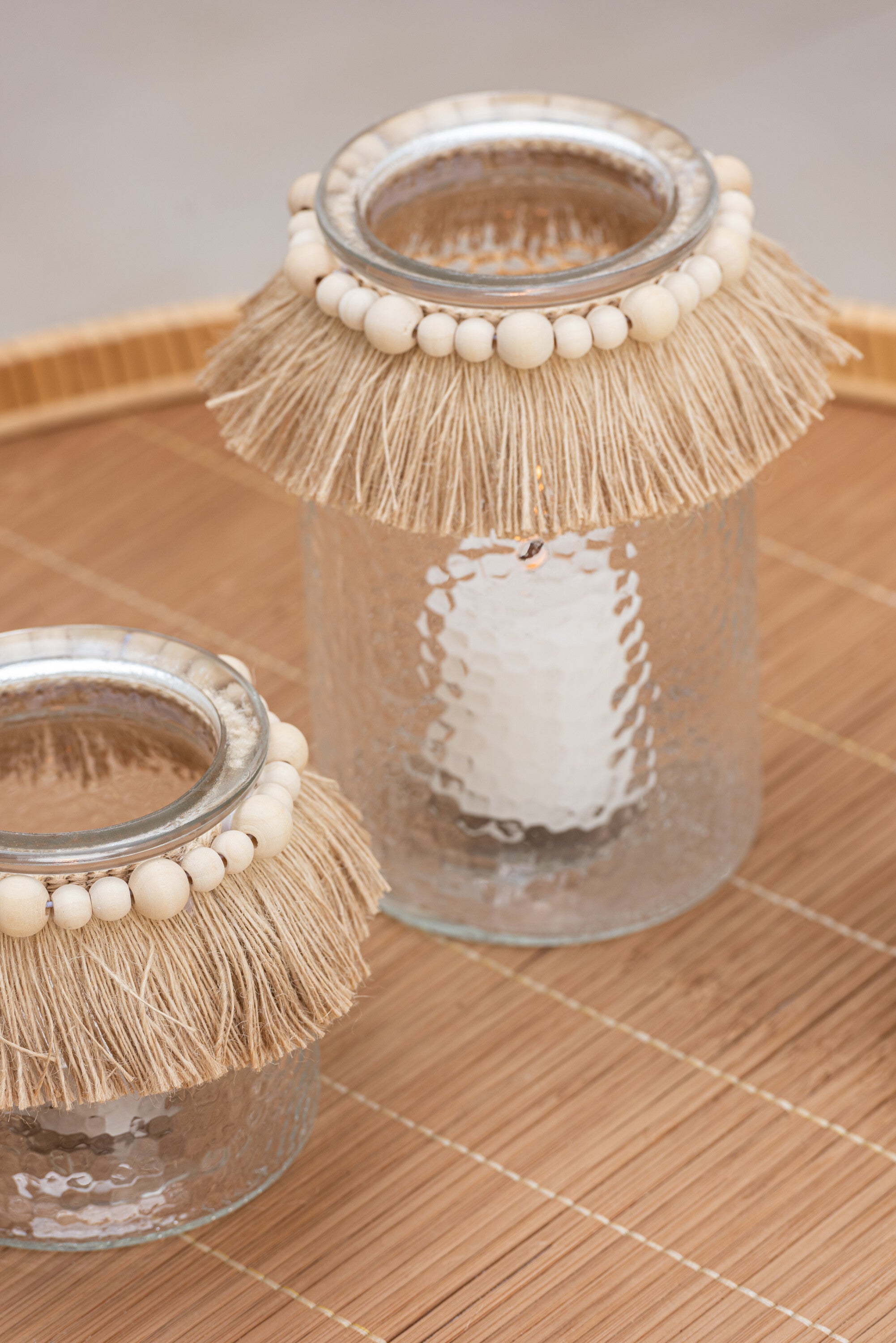 J-Line Theelichthouder Kralen Decoratie Glas Transparant Small