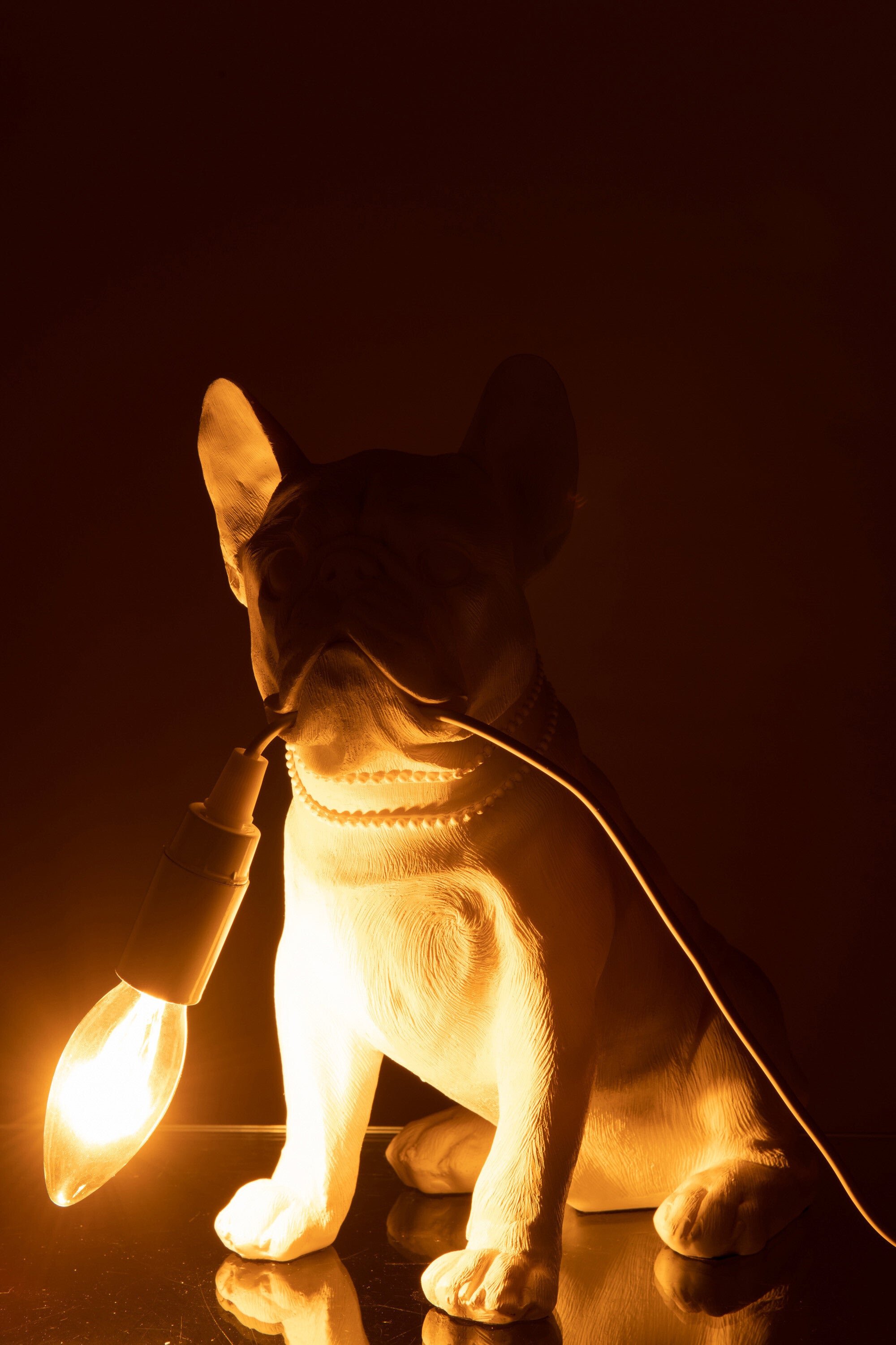J-Line Lamp Bulldog - polyresin - wit
