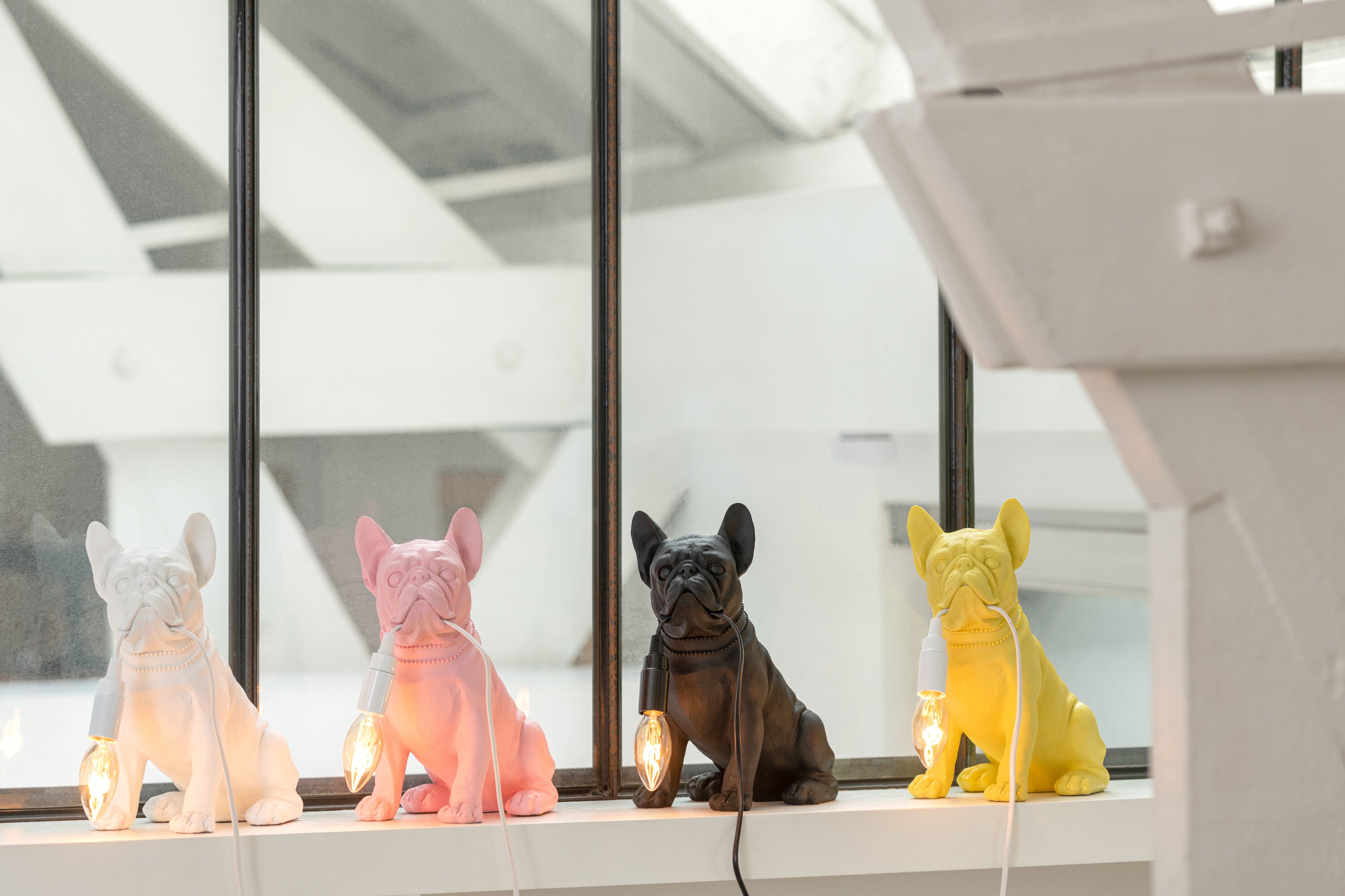 J-Line Lamp Bulldog - polyresin - wit