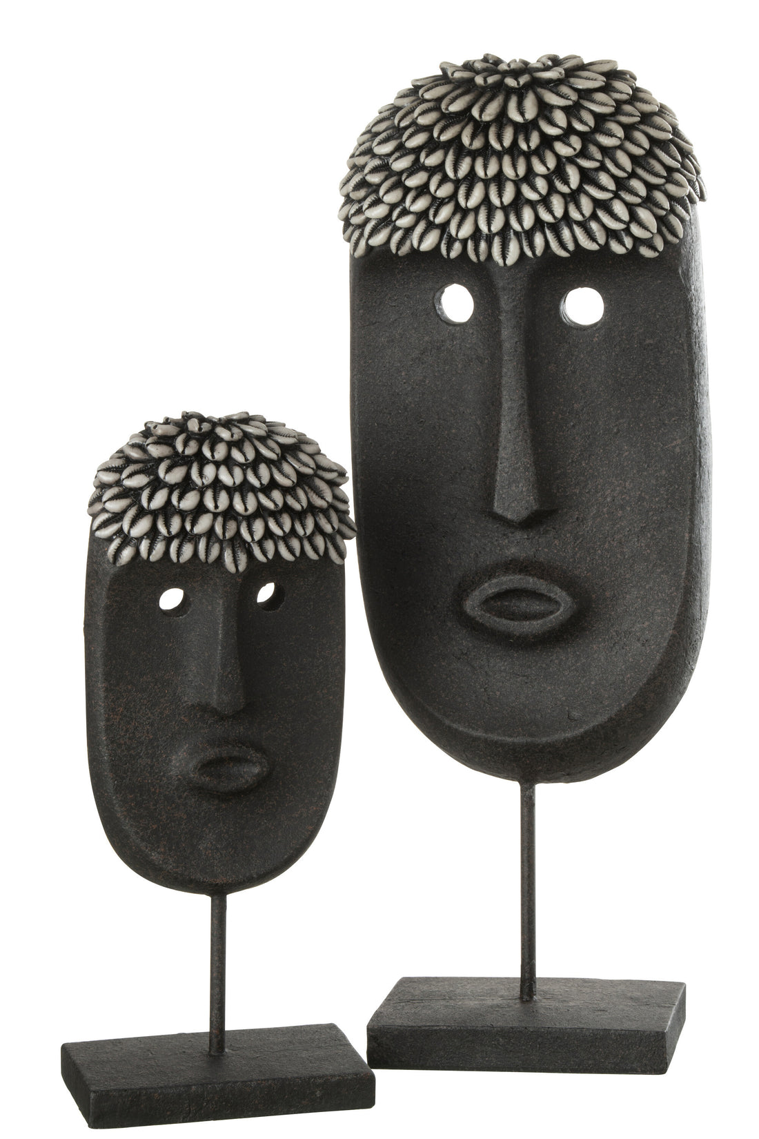 J-Line Gezicht Staander Etnisch Steen/Resine Zwart Large