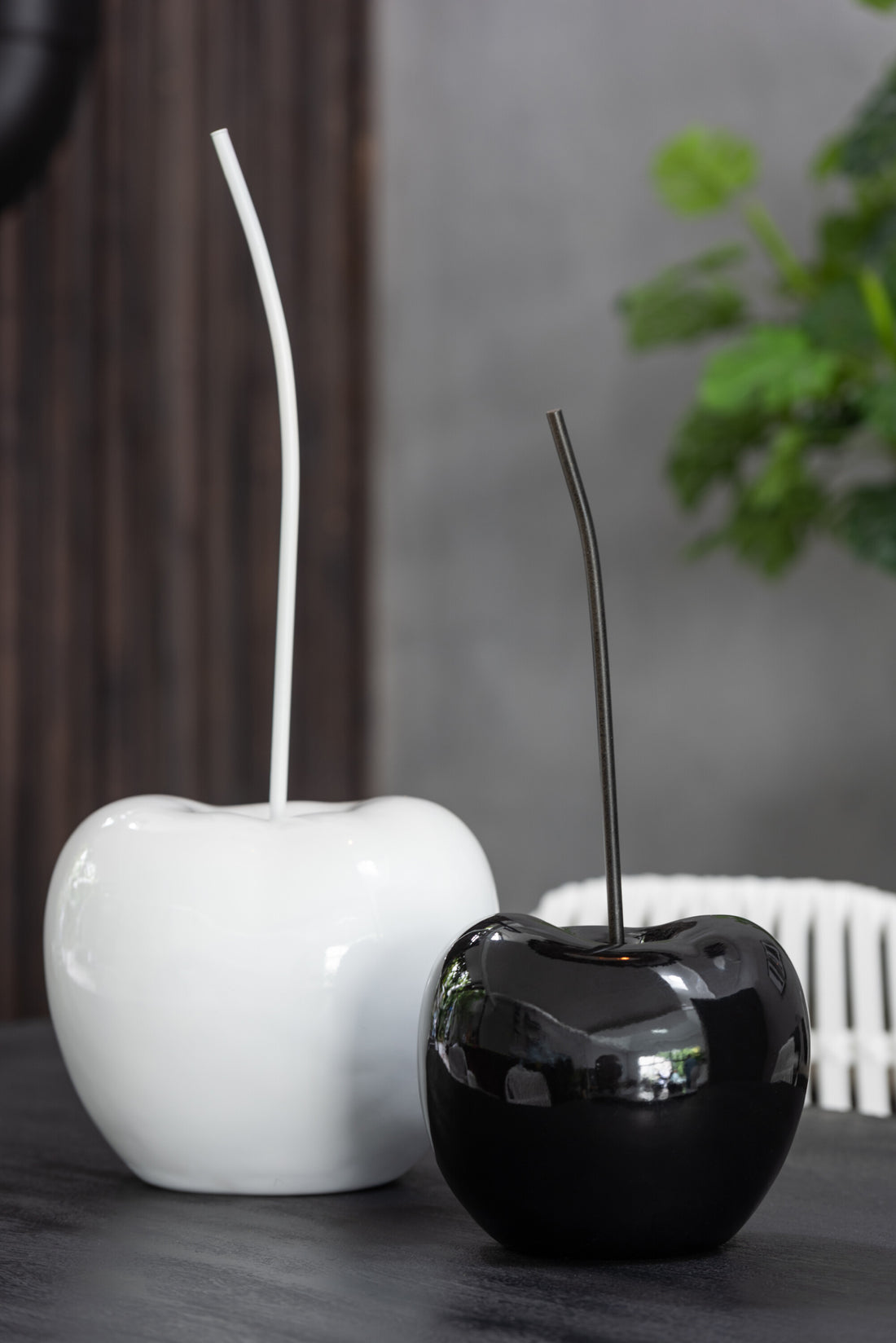 Kersenhars Glanzend Wit/Zwart Kleine Assortiment Van 2