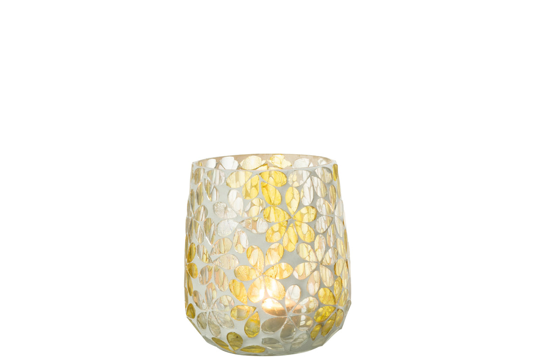 Orkaanbloemen Glas Geel/Zilver Middelgroot