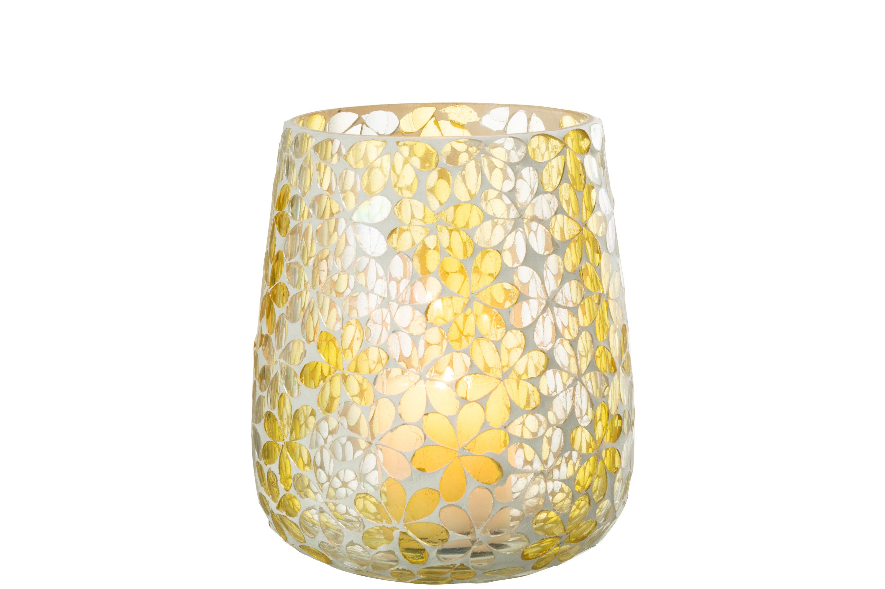 Orkaanbloemen Glas Geel/Zilver Groot