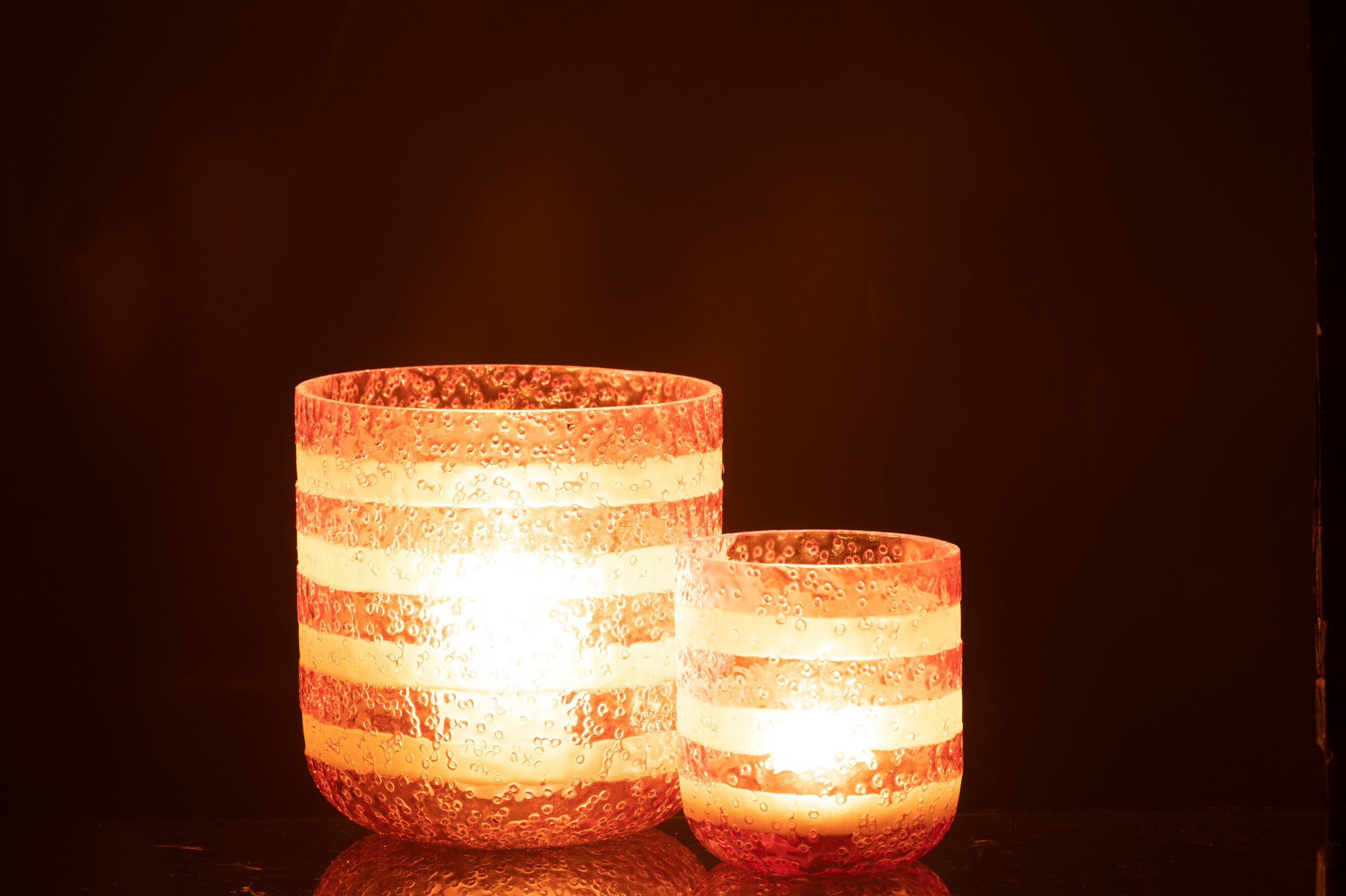 Orkaanstrepen Glas Rood/Wit Groot