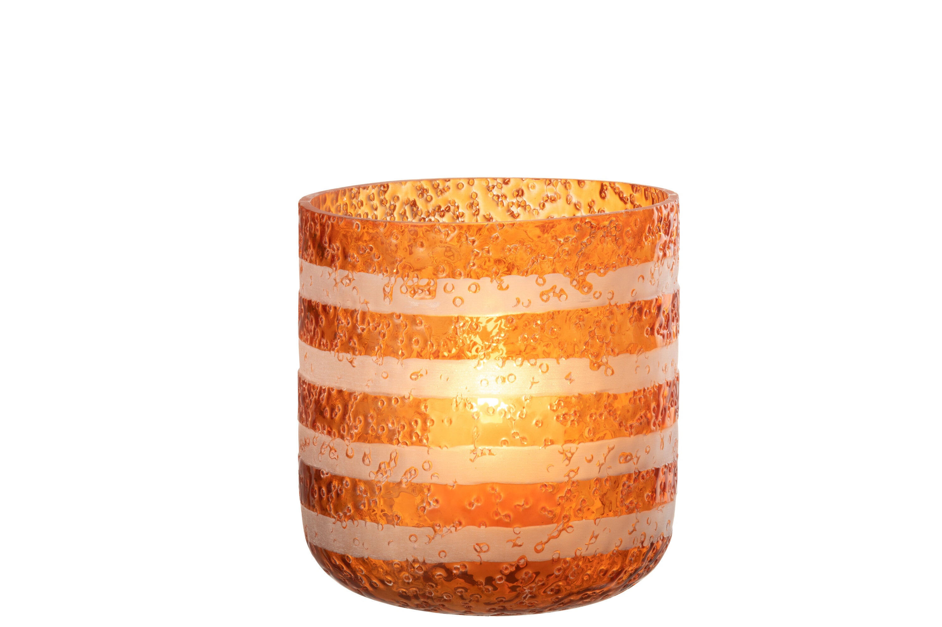 Orkaanstrepen Glas Oranje/Wit Groot