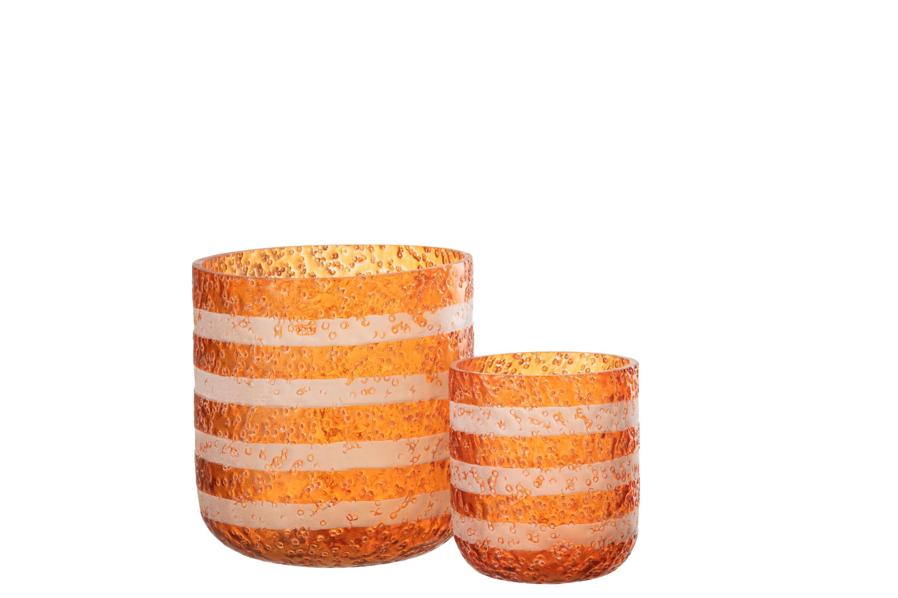 Orkaanstrepen Glas Oranje/Wit Groot