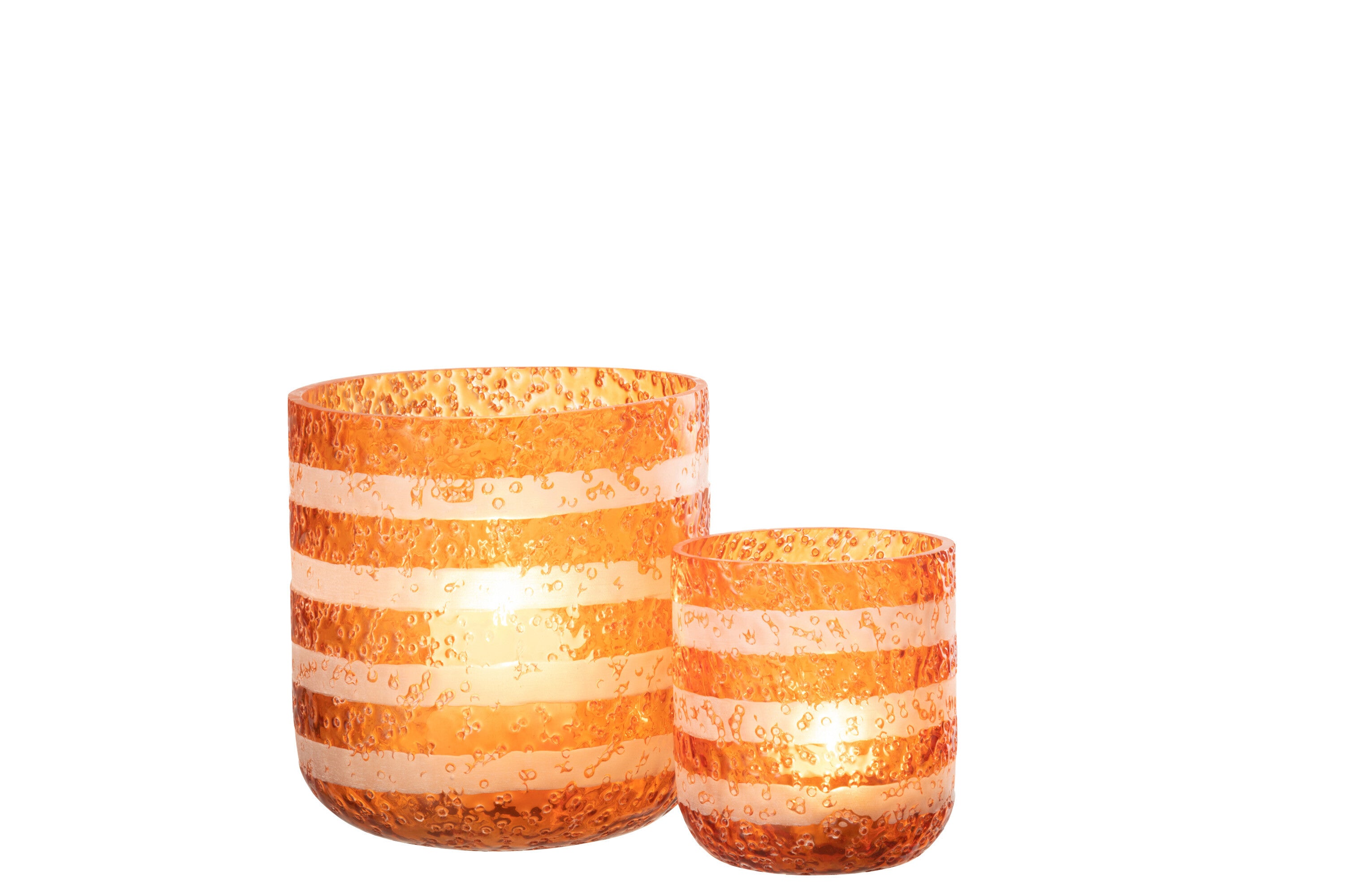 Orkaanstrepen Glas Oranje/Wit Groot